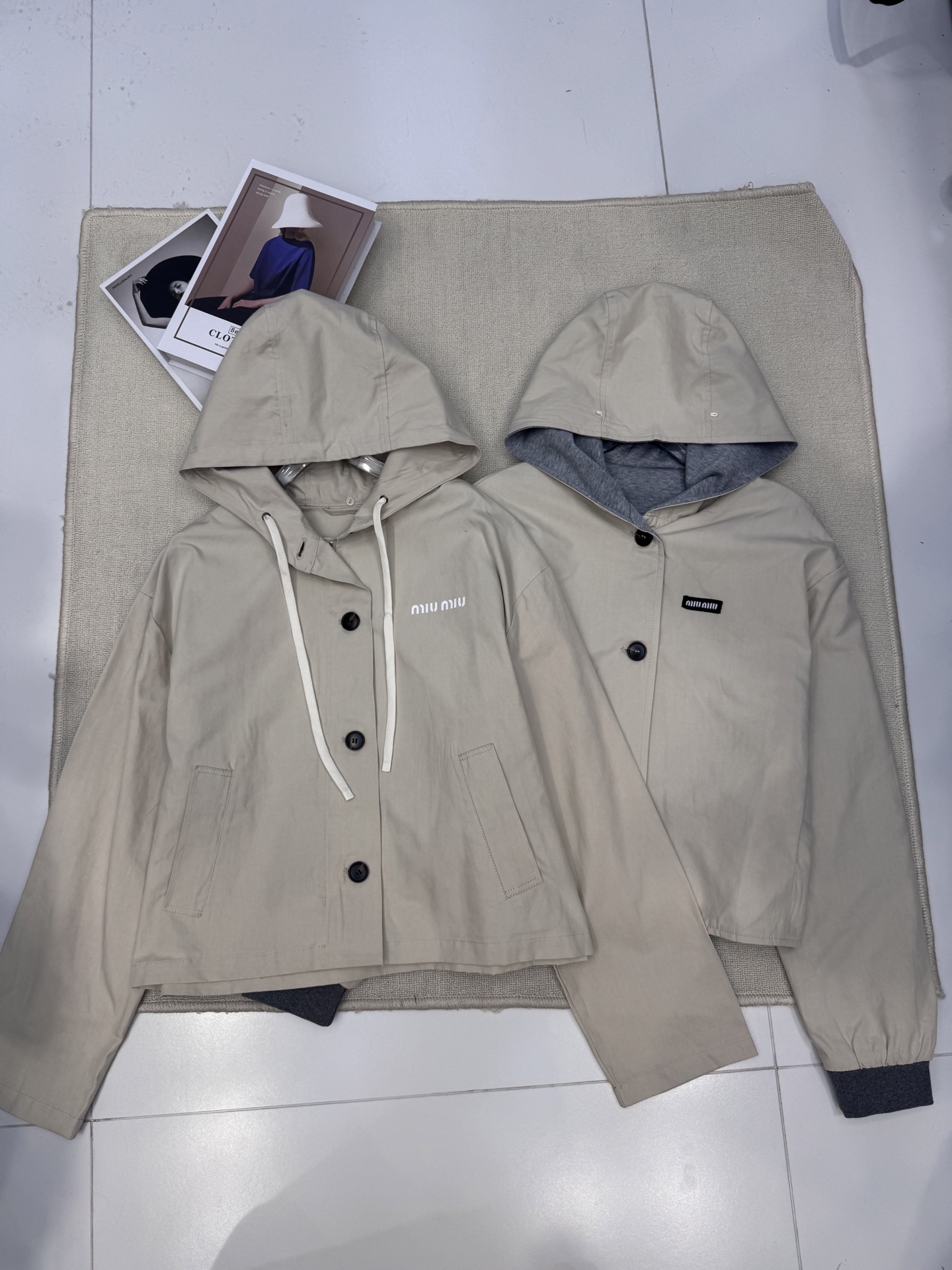 [TOP] Miu Miu Two-piece Cropped Trench Coat - Khaki - 711 Luxury