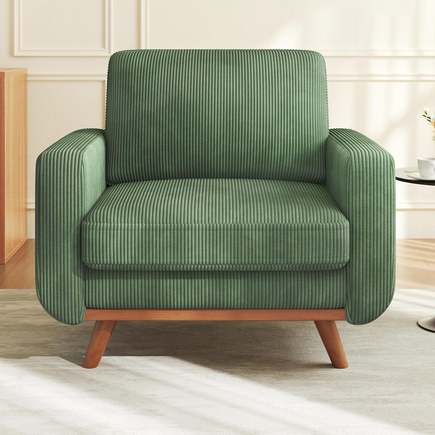 Vesgantti 172cm Loveseat Sofa Green, Comfy Corduroy Couch with Spring Cushion, 2 Seater Sofa with Solid Wood, Sofa Couch with Deep Seat, Sofa for Bedroom, Loveseat for Living Room, Green Office Couch