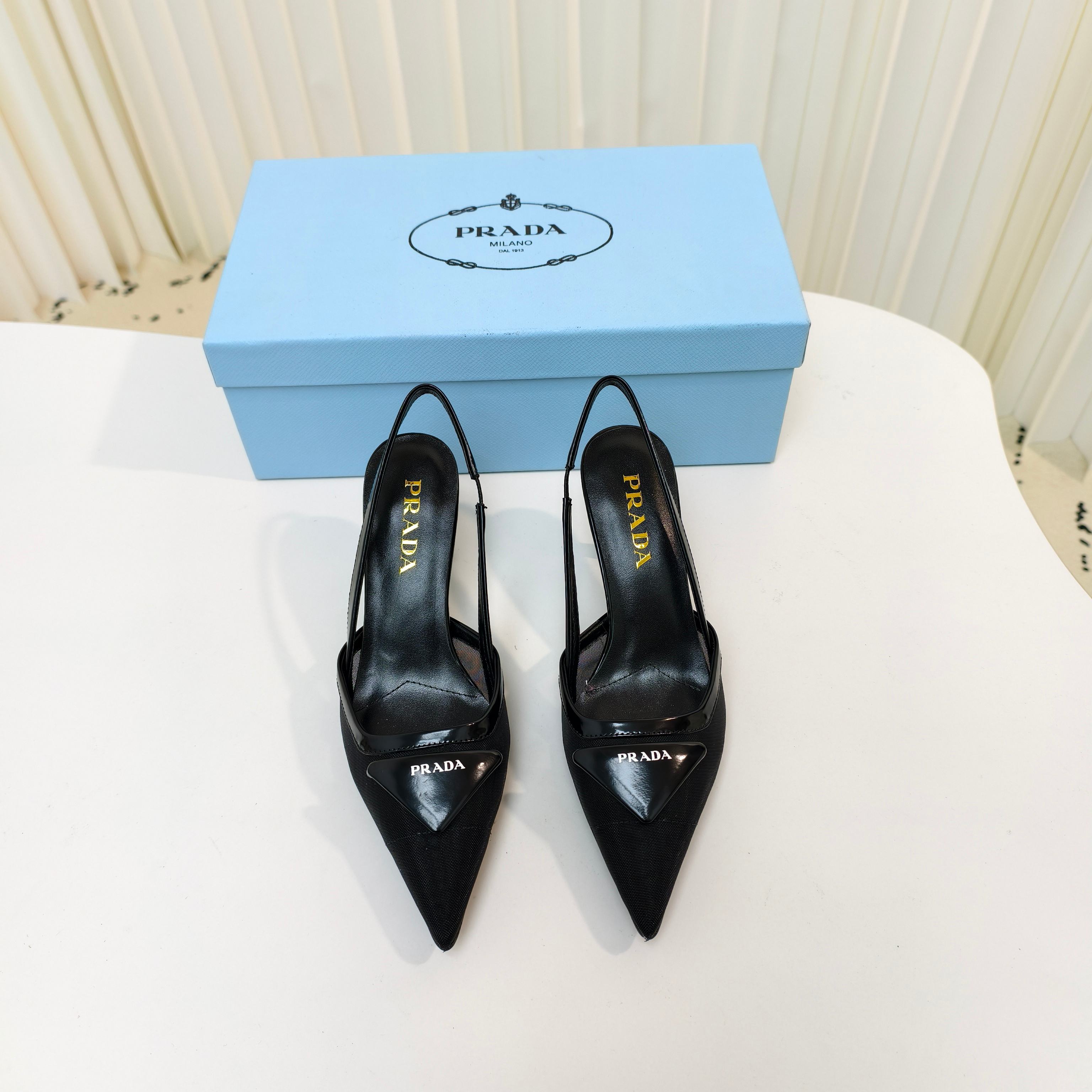 [TOP] PRADA 7.5cm High Heel Mules - Black - 711 Luxury