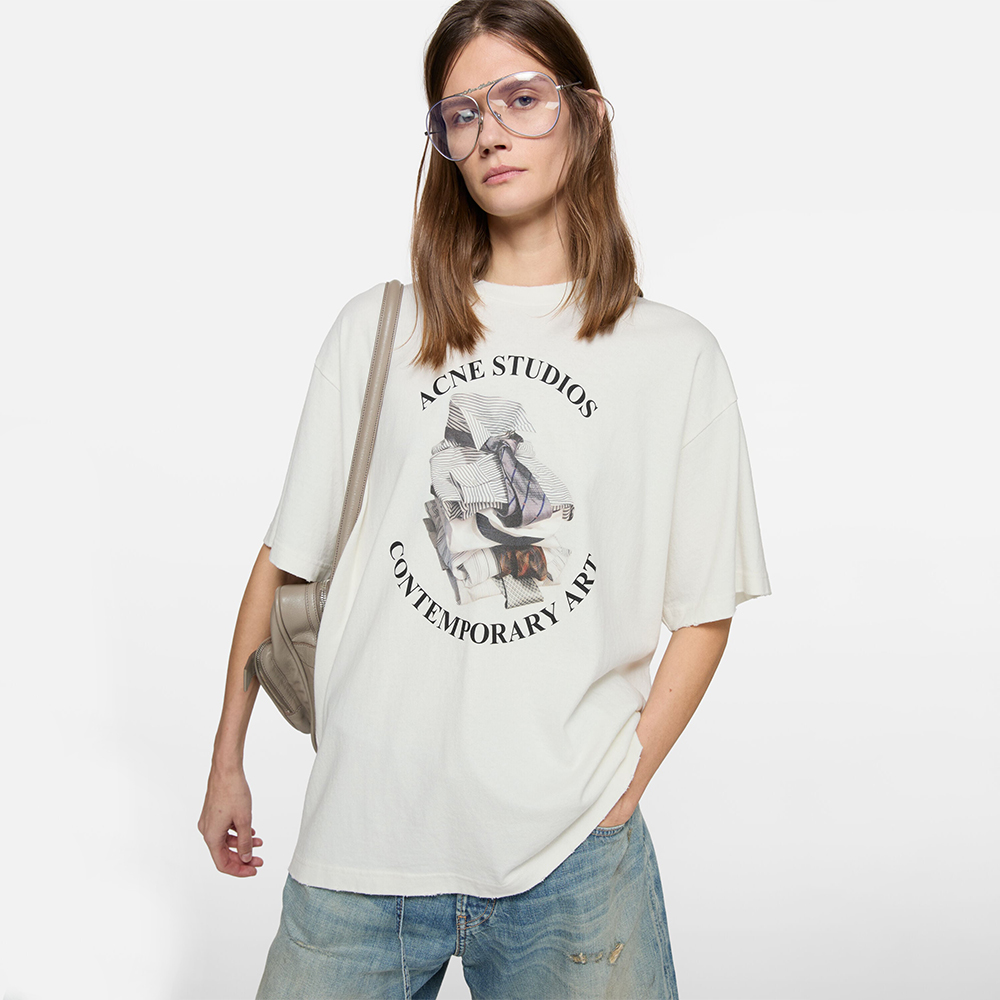 Acne Studios Printed T-Shirt Casual Fit White #385572