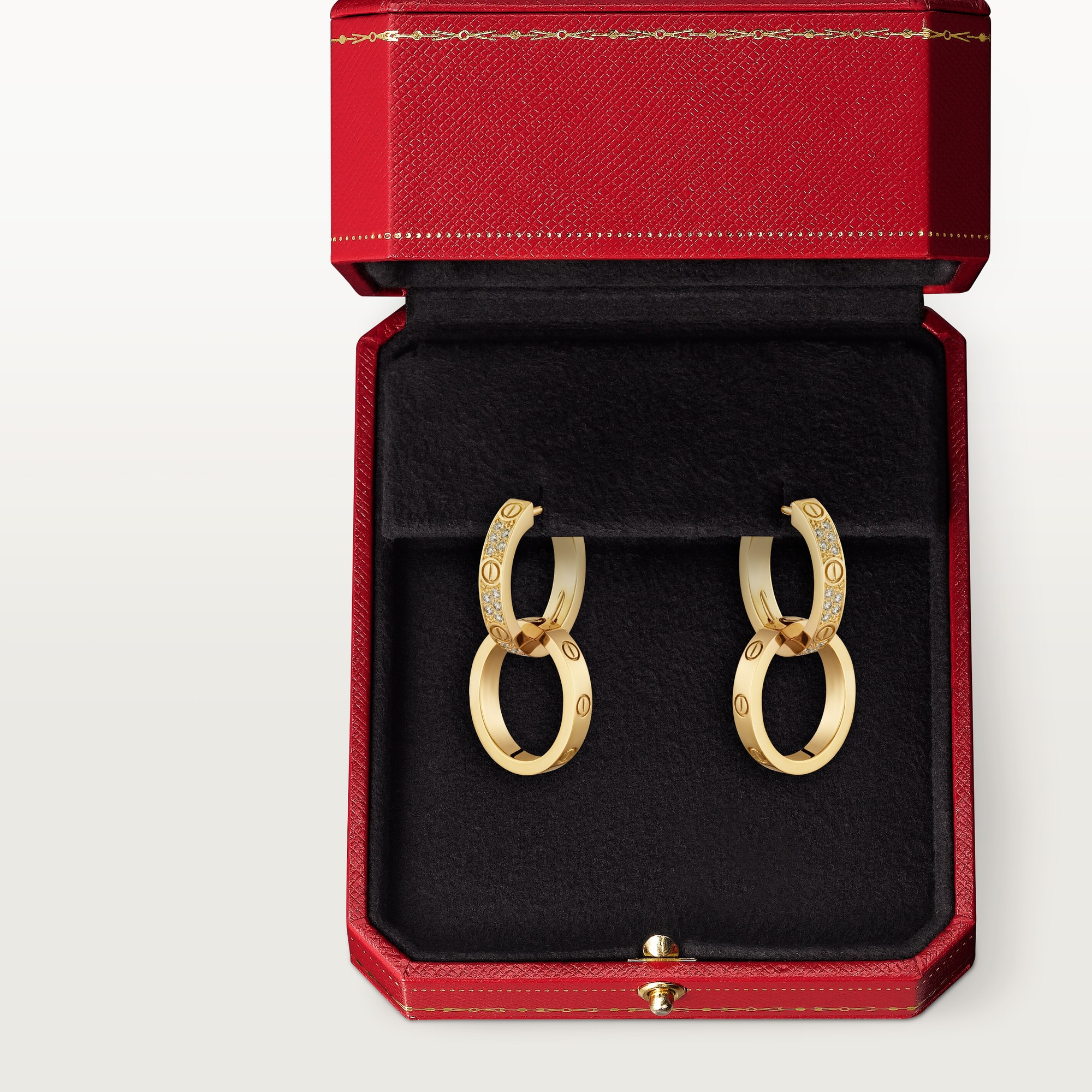 Carty Love Luna Loop Earrings, Yellow Gold, Multiwear Half-Paved