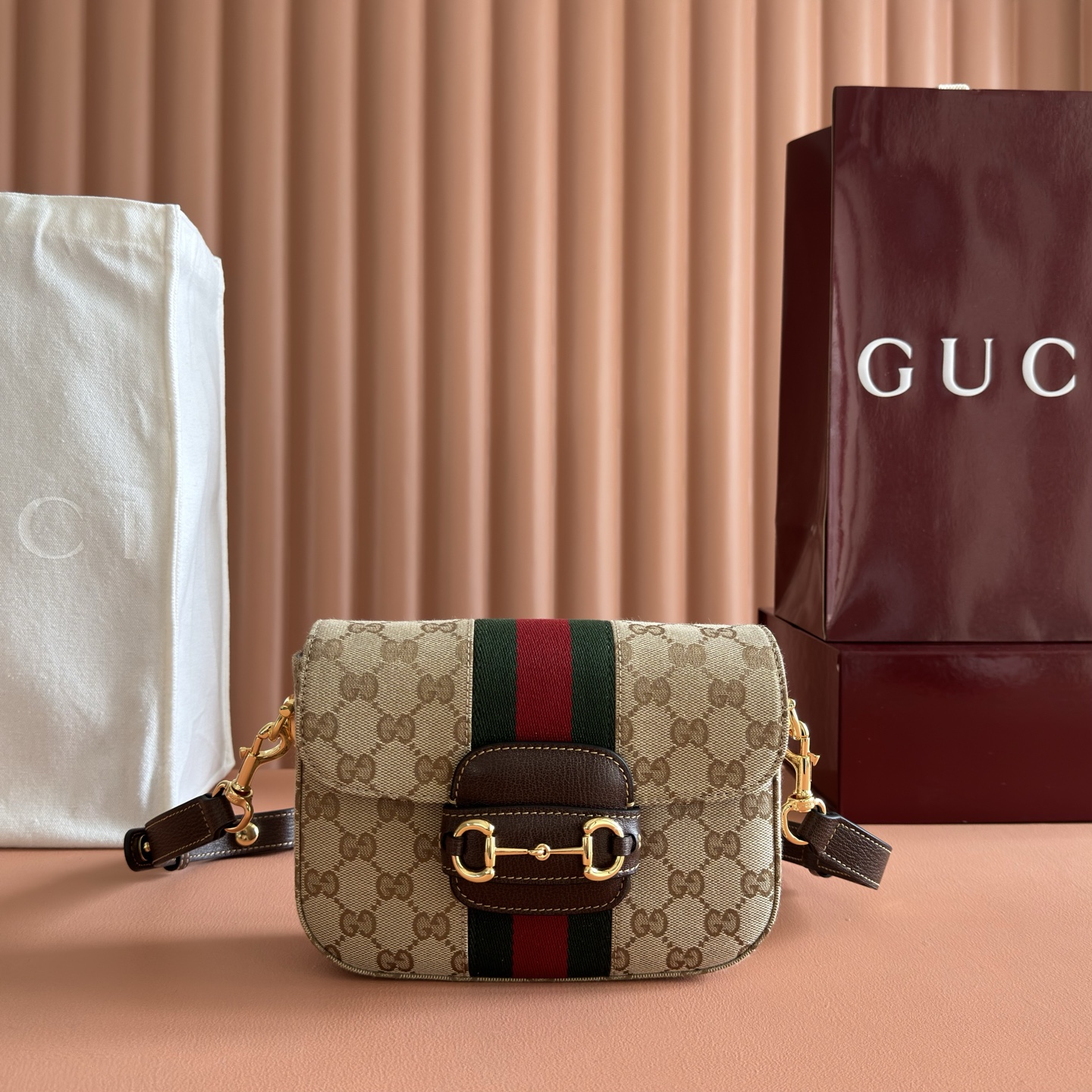 [TOP] GUCCI Horsebit 1955 Bag 21x14.5x5.5cm - Brown