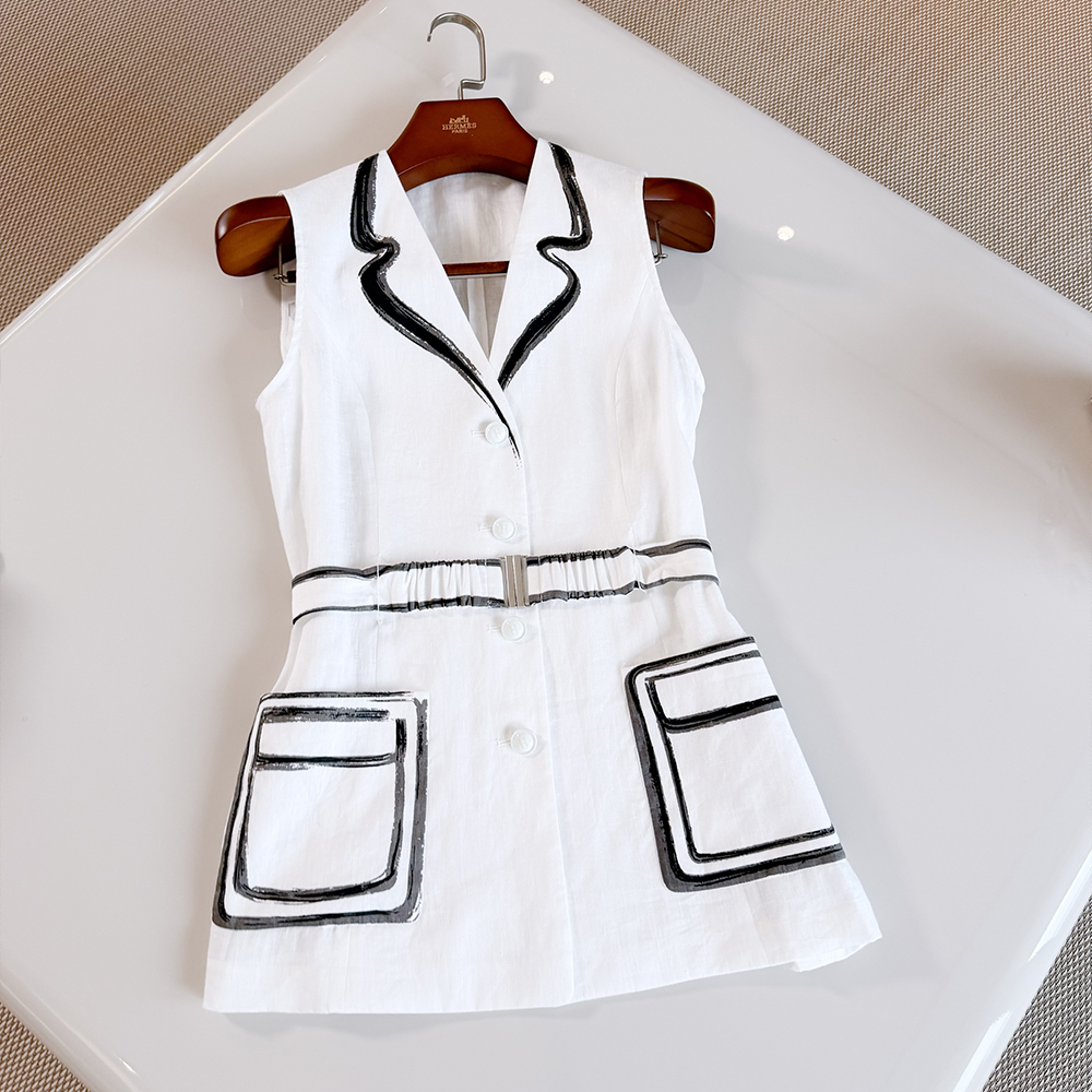Designer Clothing Hermès Hand-painted Style Belted Sleeveless Vest #387966 | Nigo Office