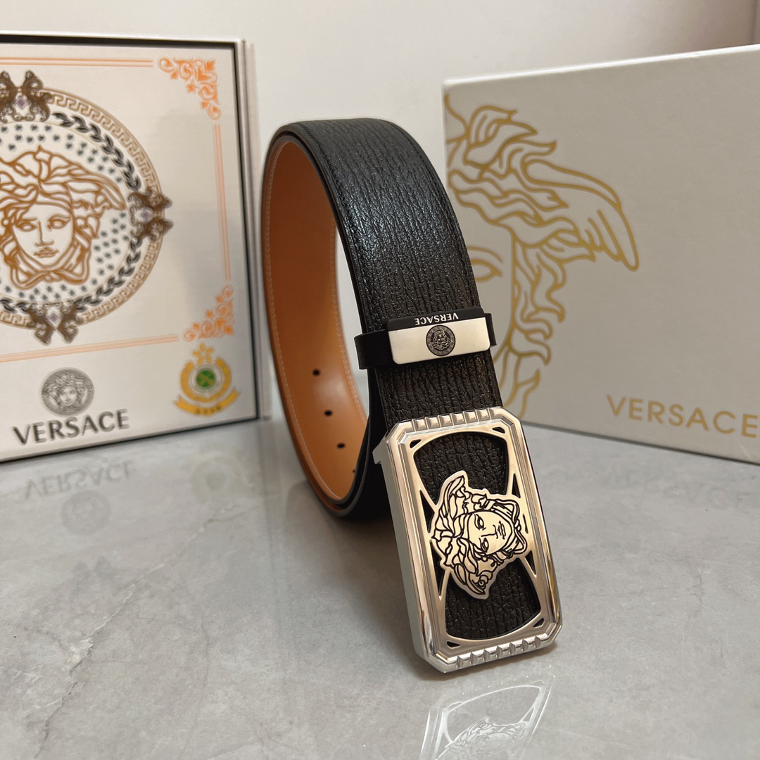[TOP] VERSACE Men's Belt 3.8 cm - Black - 711 Luxury