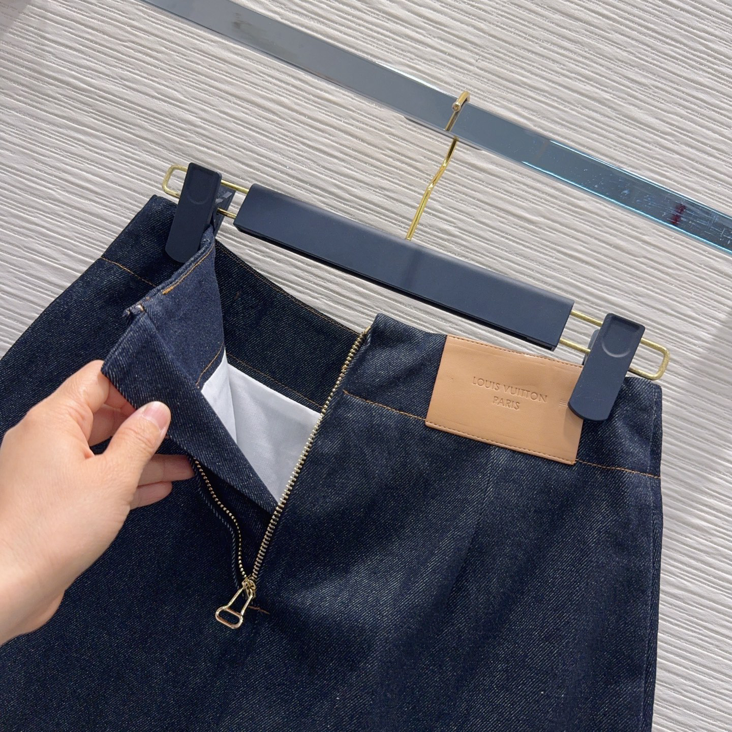[TOP] Louis Vuitton LV Denim Skirt - Navy Blue