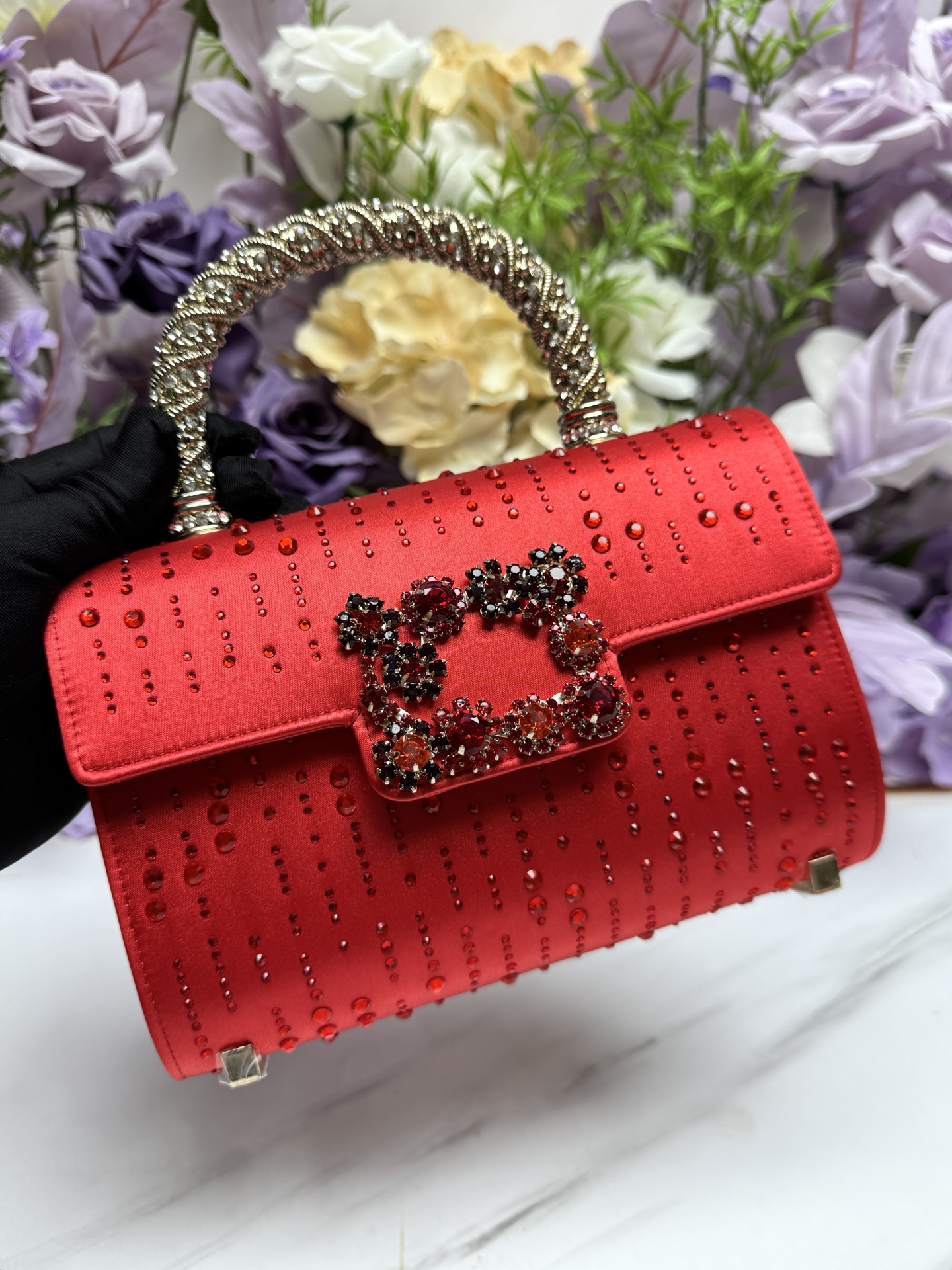 [TOP] ROGER VIVIER Diamond Bag 19-13-4 CM - Red - 711 Luxury