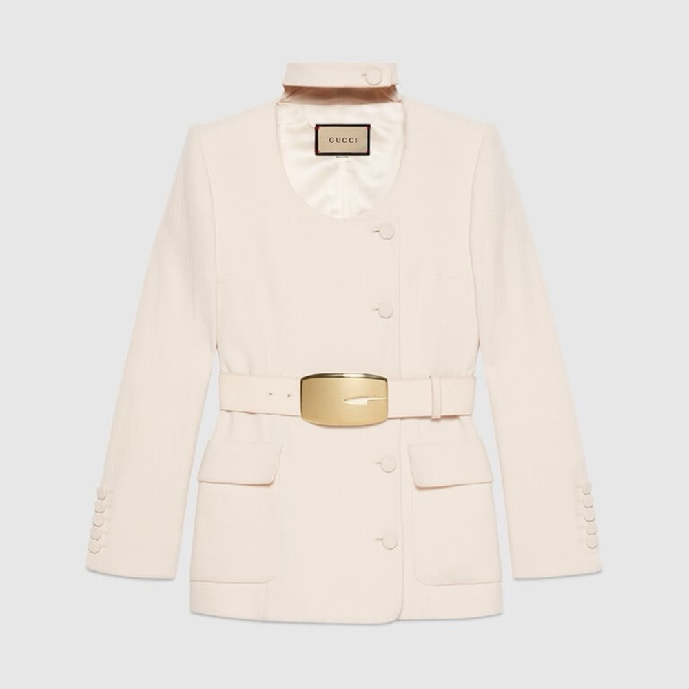 Gucci Belted Wool-crepe Jacket #397213