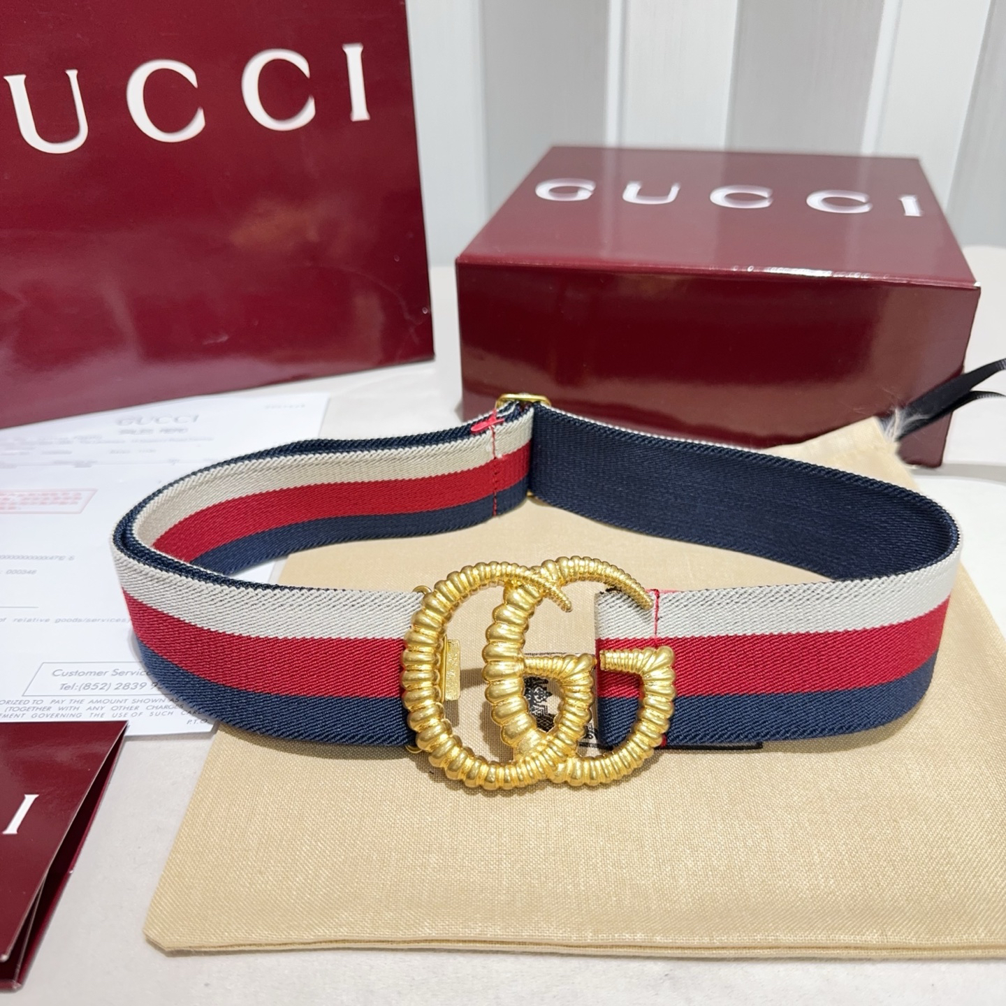 [TOP] GUCCI Elastic Nylon Fabric Belt 3.8 cm - 2 Colors - 711 Luxury