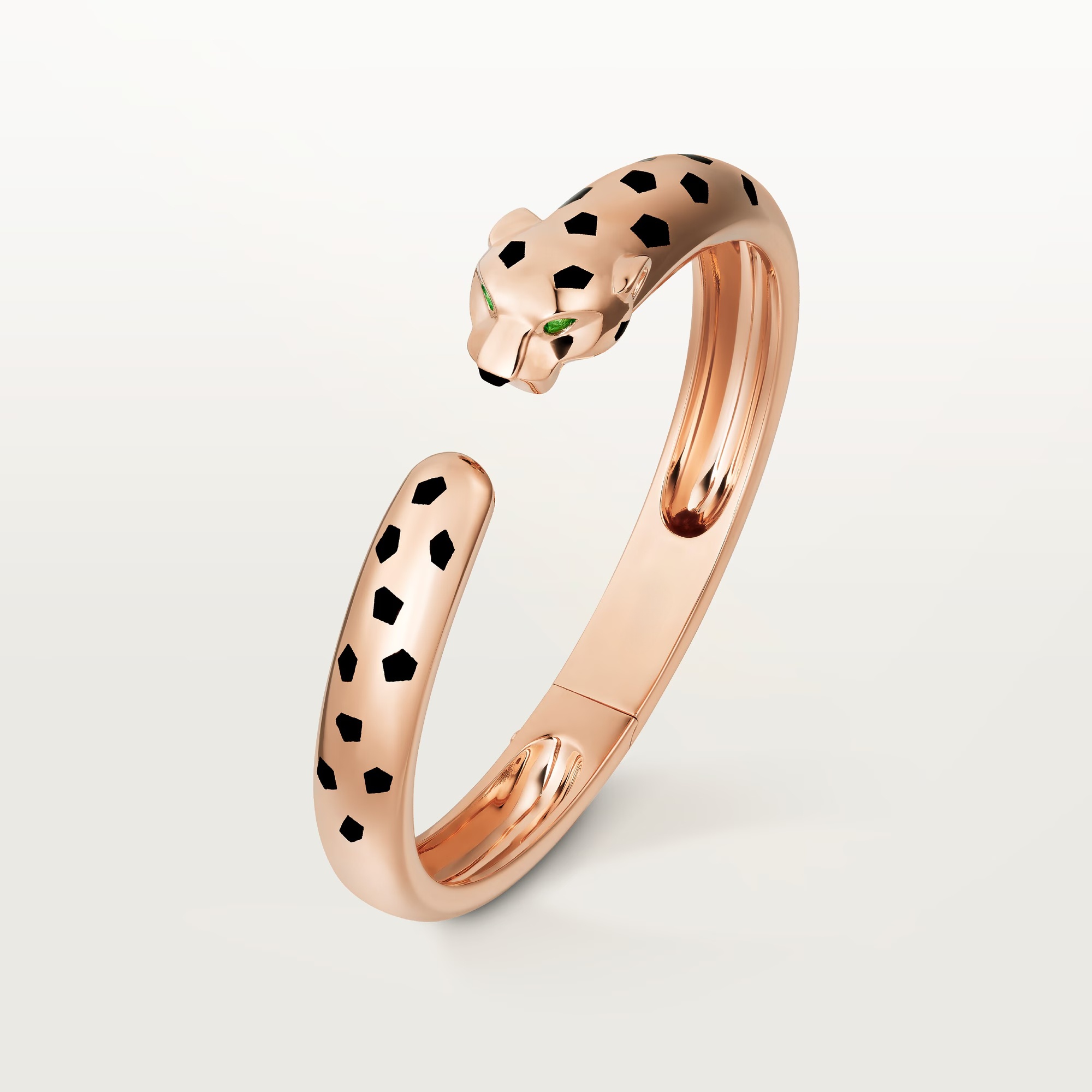 Carty Panther Motif Bracelet, Rose Gold, Black Lacquer