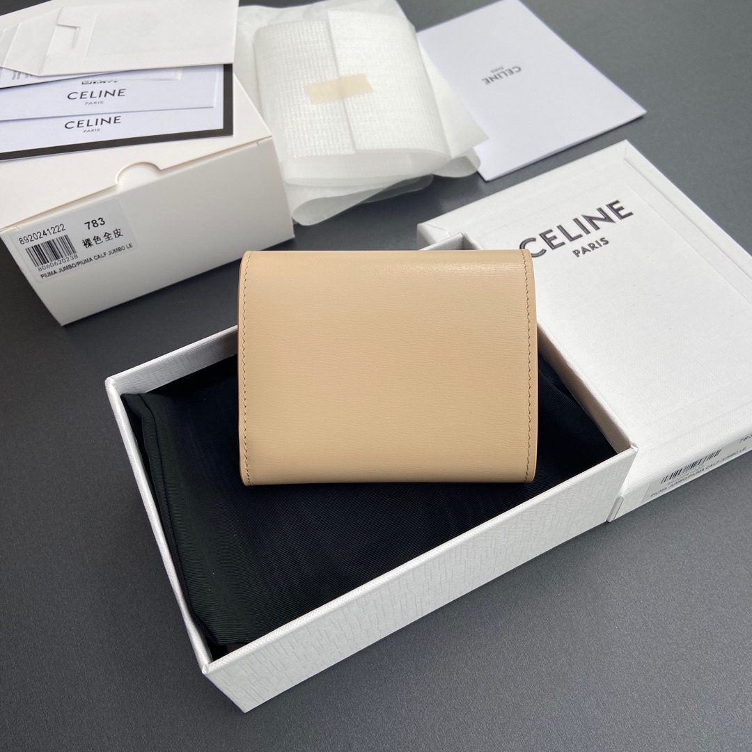 [TOP] CELINE Triomphe Logo Wallet 10.5-9-3cm - Beige - 711 Luxury