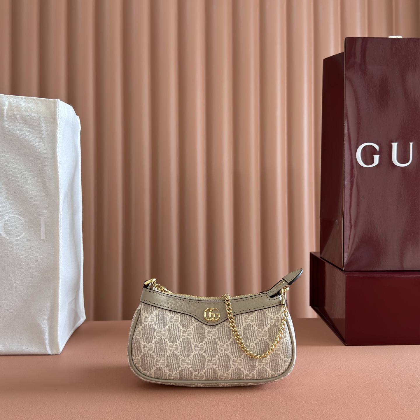[TOP] GUCCI Ophidia Bag Mini 10 x 19 x 3 cm - Beige - 711 Luxury