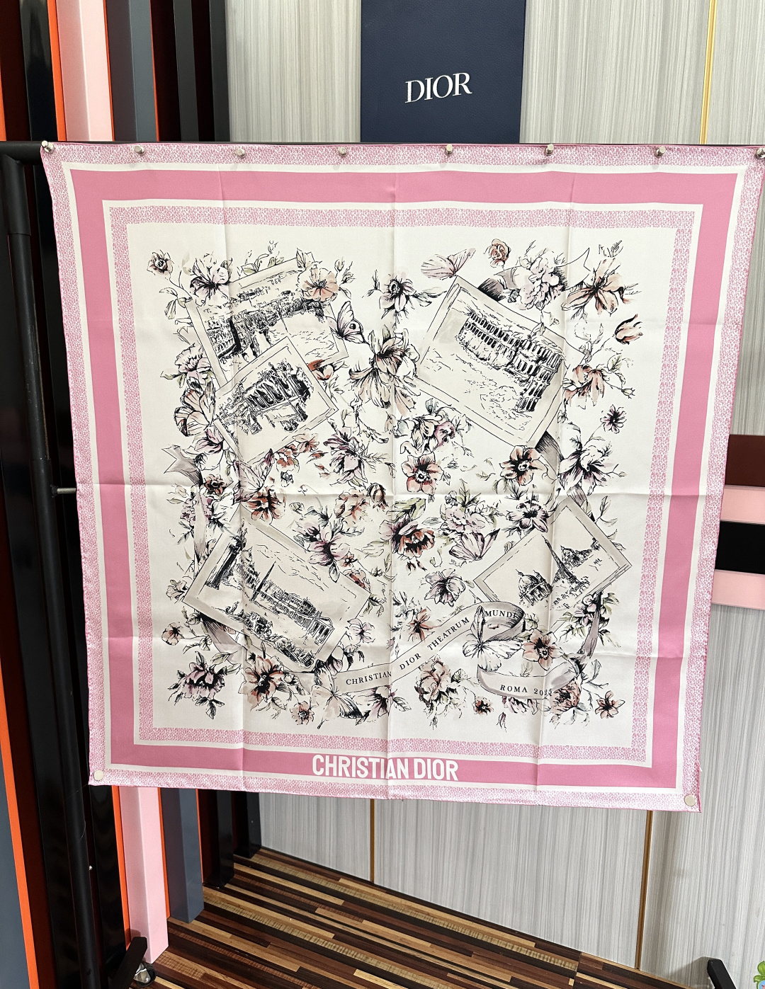 [TOP] Christian Dior Silk Scarf 90x90 cm - Pink - 711 Luxury