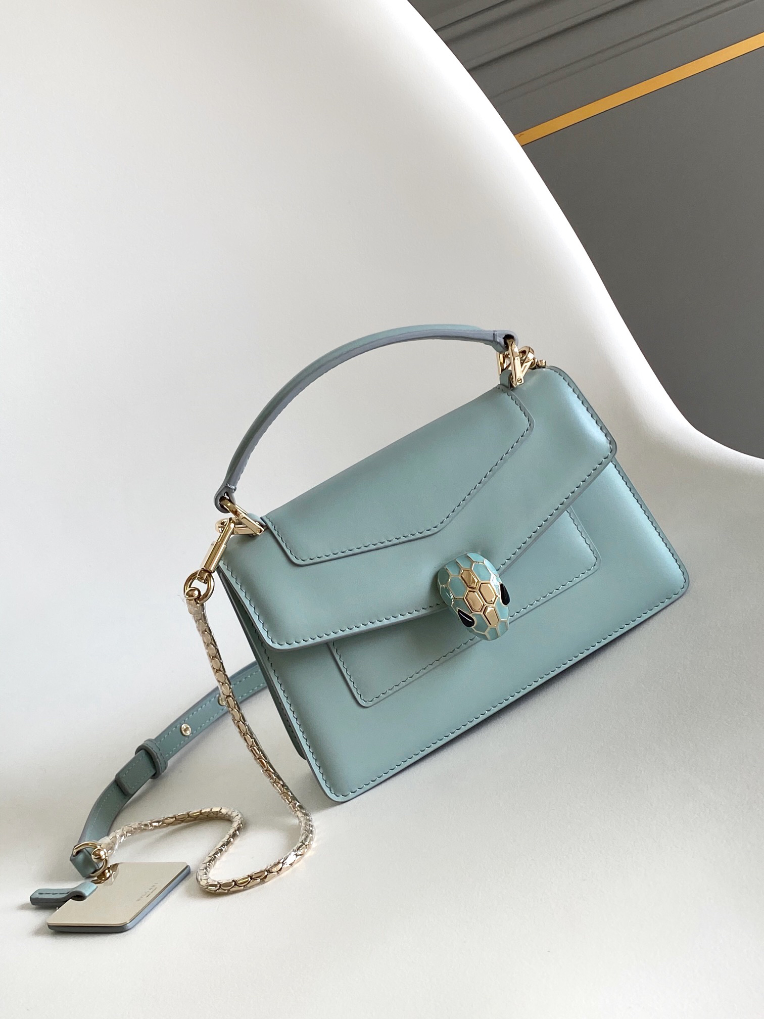 [TOP] BVLGARI Serpenti Forever Bag Calfskin 19x11x5.5cm - Blue - 711 Luxury