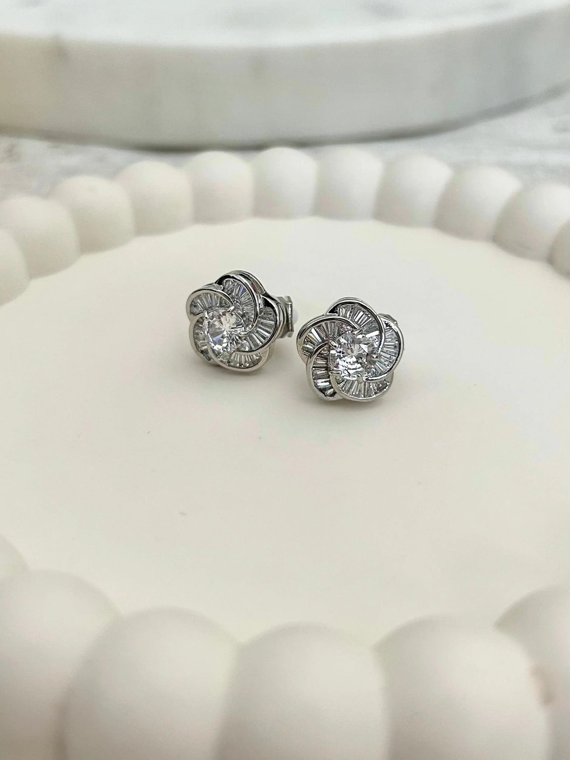 Diamonte Detail Flower clip on's