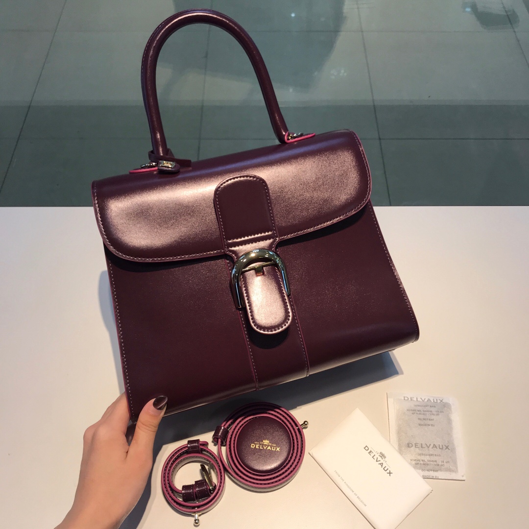[TOP] Delvaux Brillant Bag Box Leather 28cm - Purple - 711 Luxury