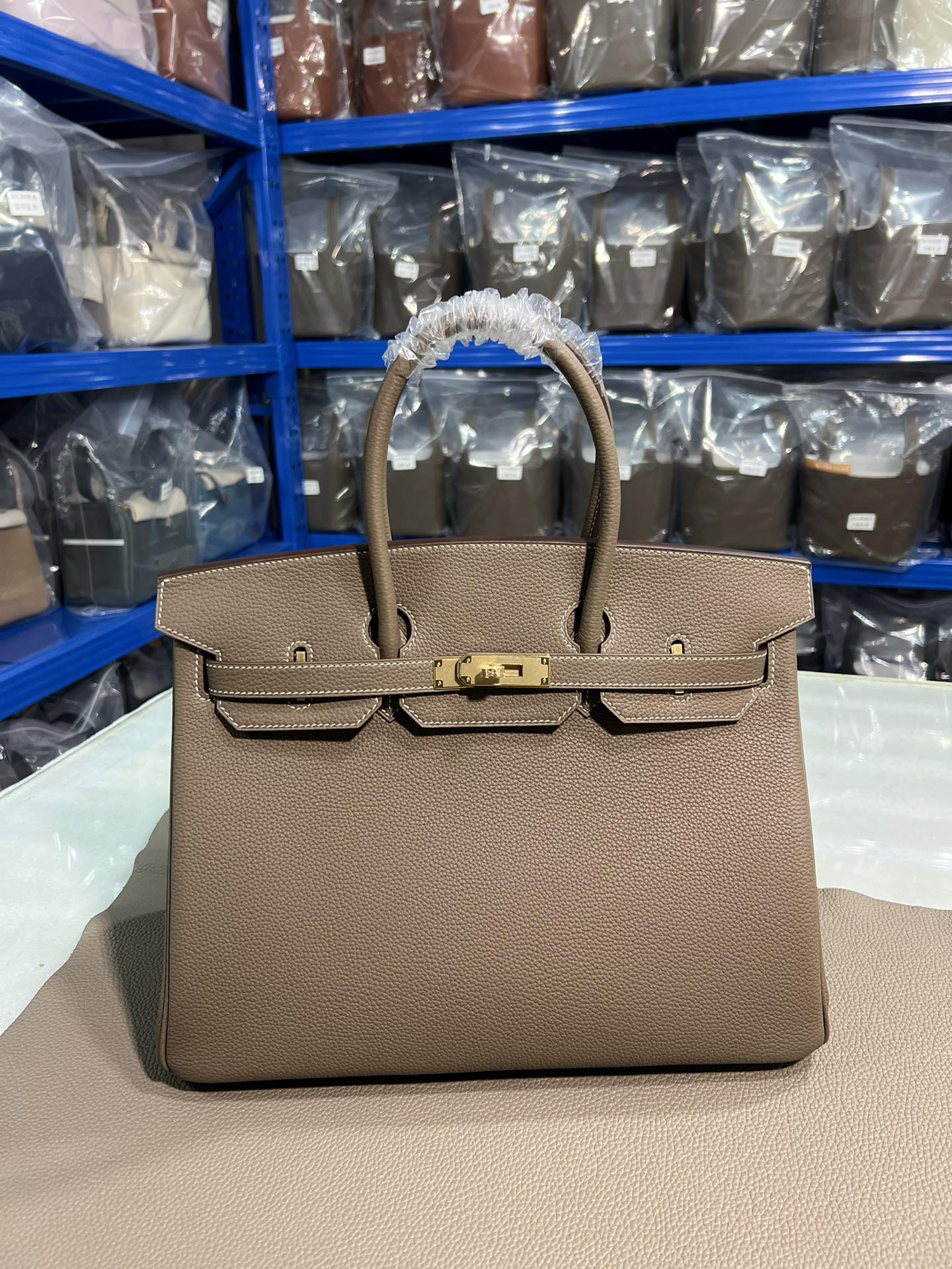 [TOP] HERMES Birkin Togo Leather 35cm - Etoupe & GHW