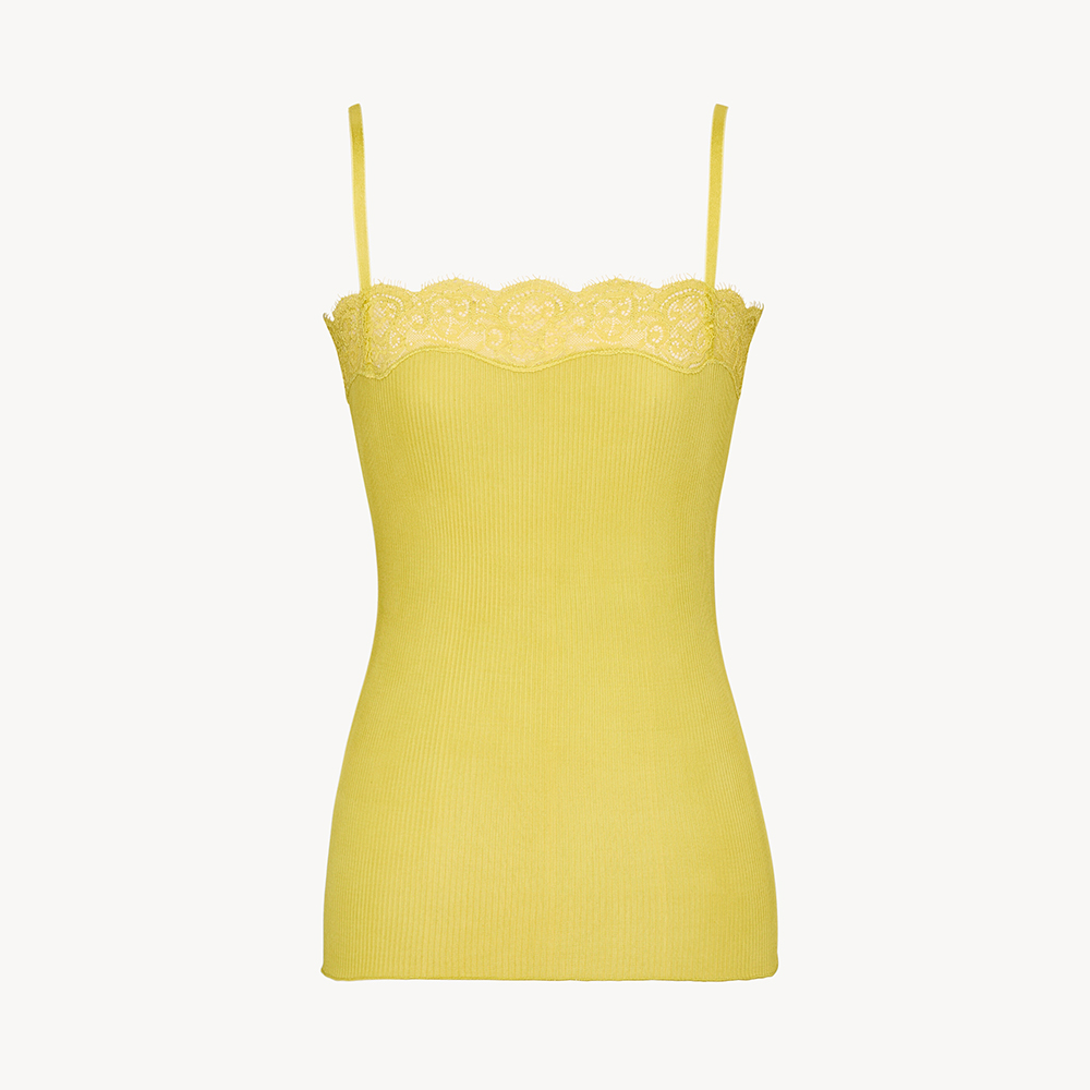 Saint Laurent Laced Tank Top in Ribbed Silk Jersey #388411