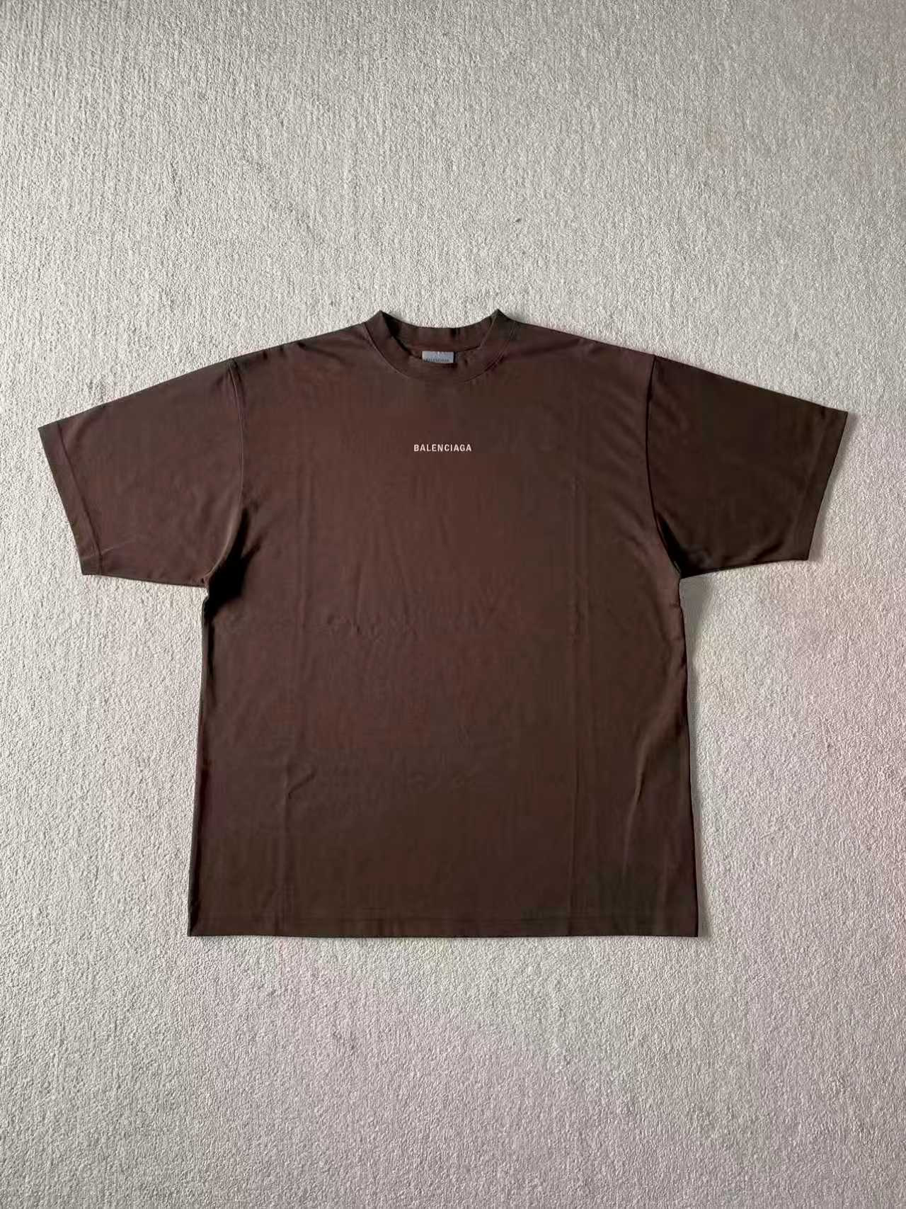 Balenciaga Brown Classic Letters Round Neck Short Sleeve T-shirt #383616