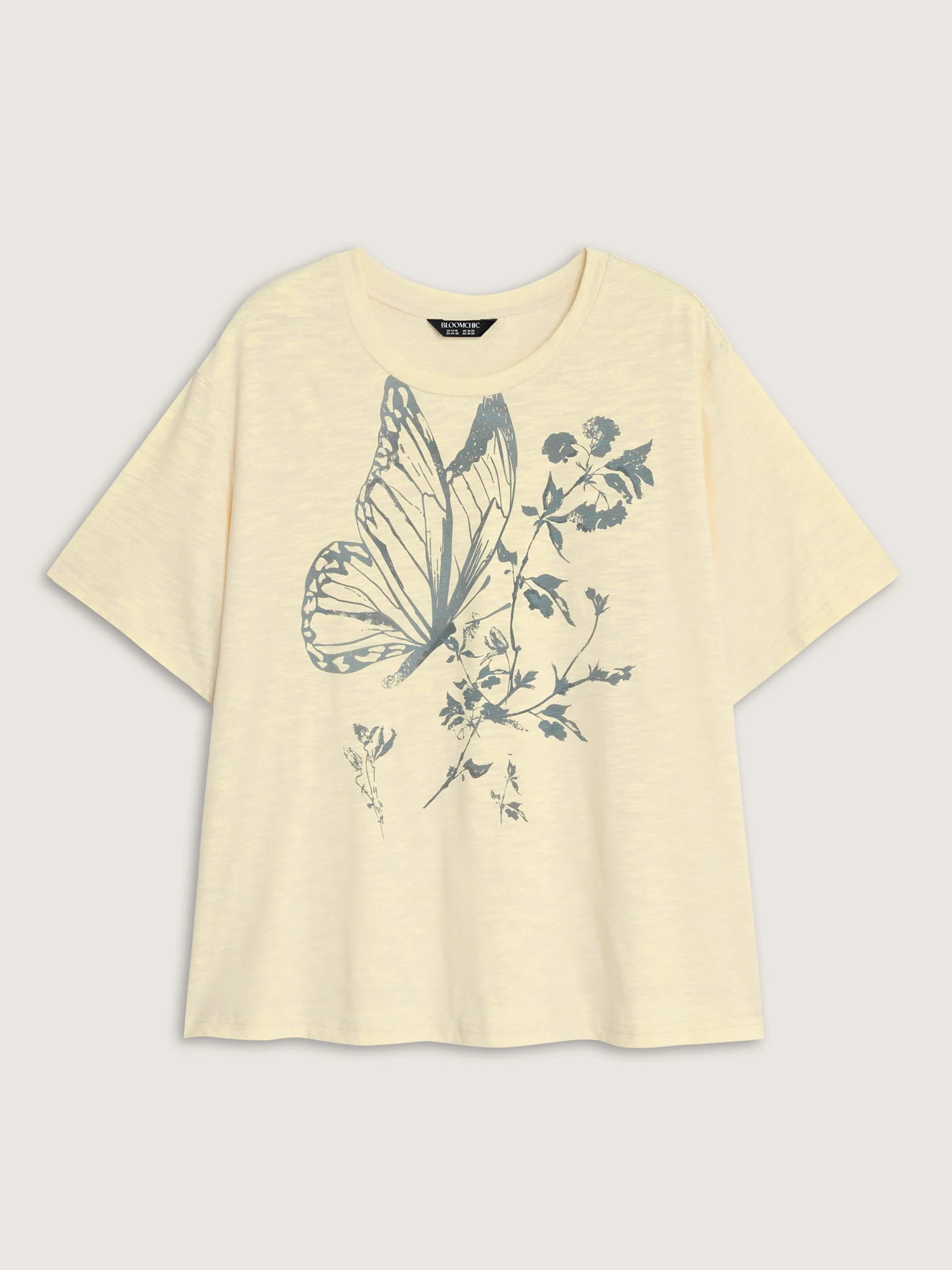 Butterfly Print Round Neck T-Shirt