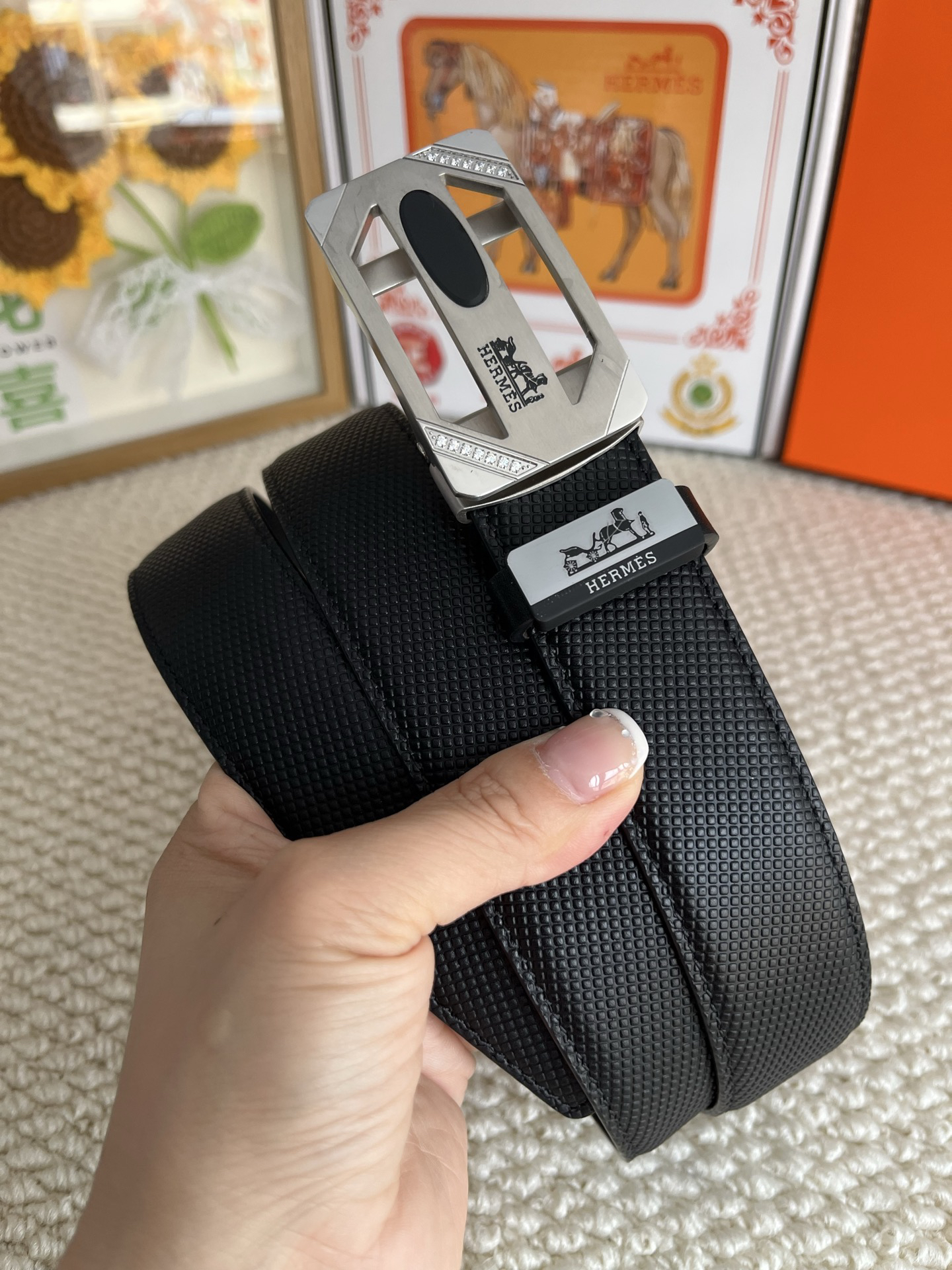 [TOP] HERMES Men's  Belt 3.5cm - Black - 711 Luxury