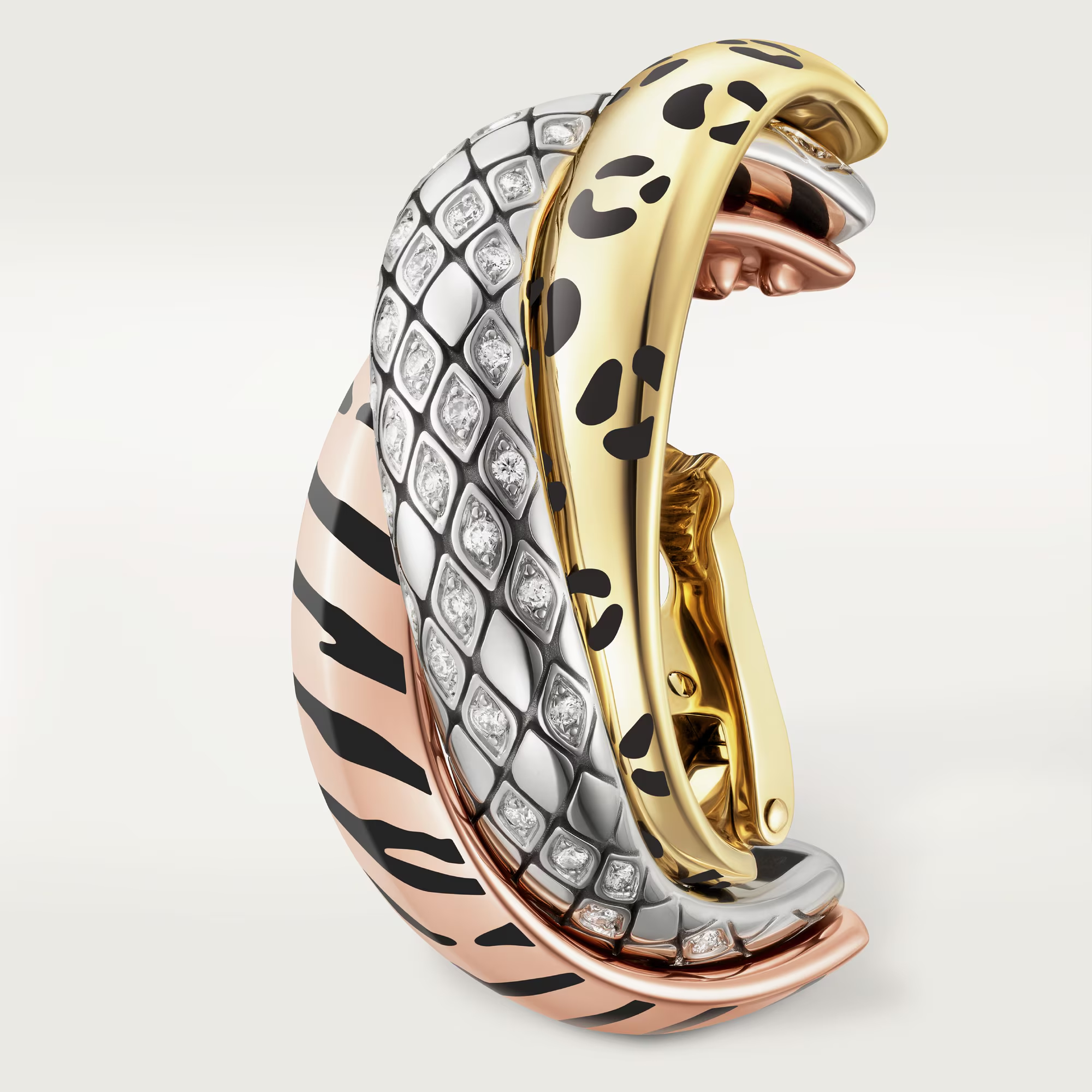 Carty Three Circles Earrings, Lacquer, Half-Paved