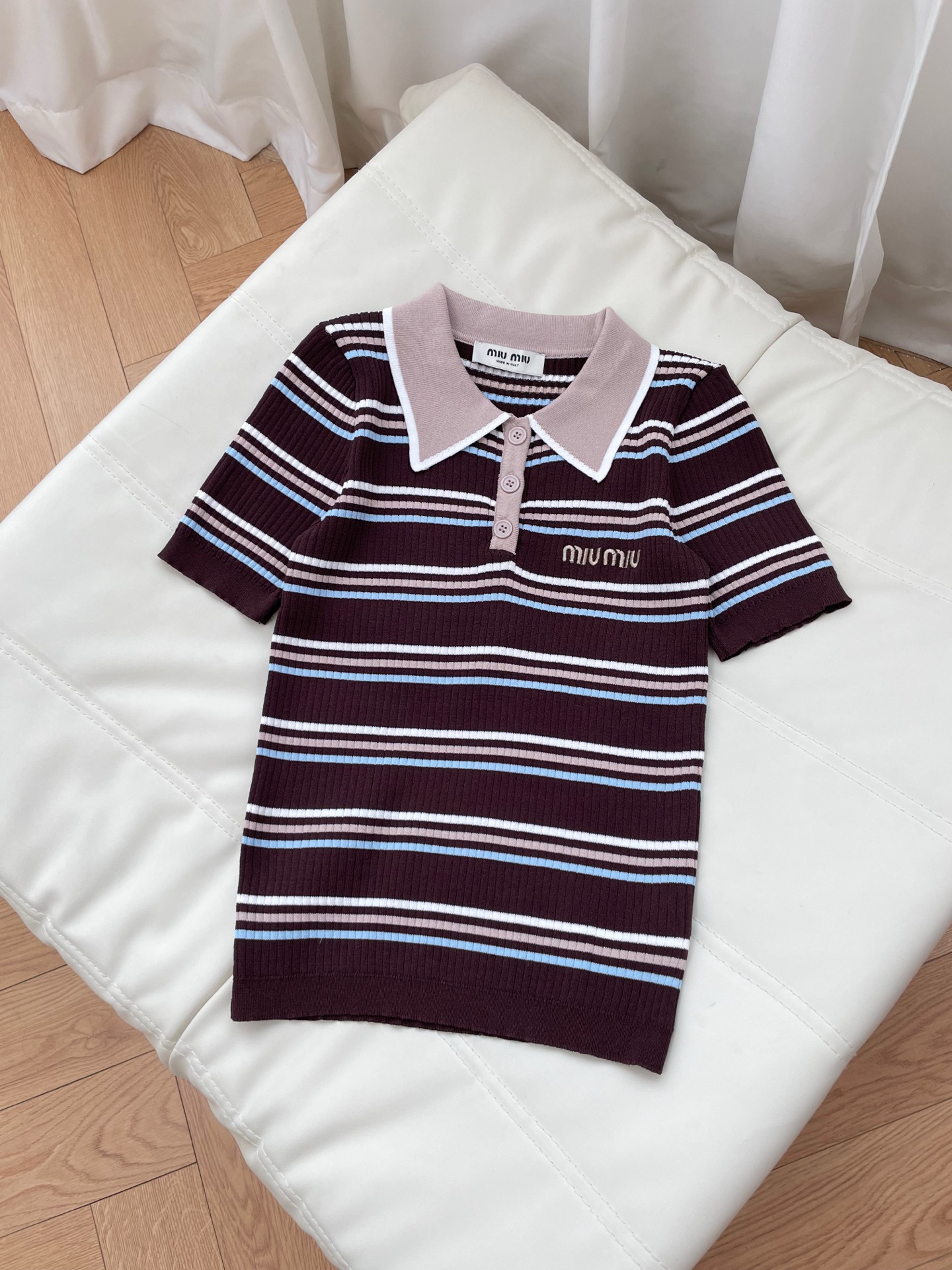 [TOP] Miu Miu Polo Shirt - Chocolate - 711 Luxury