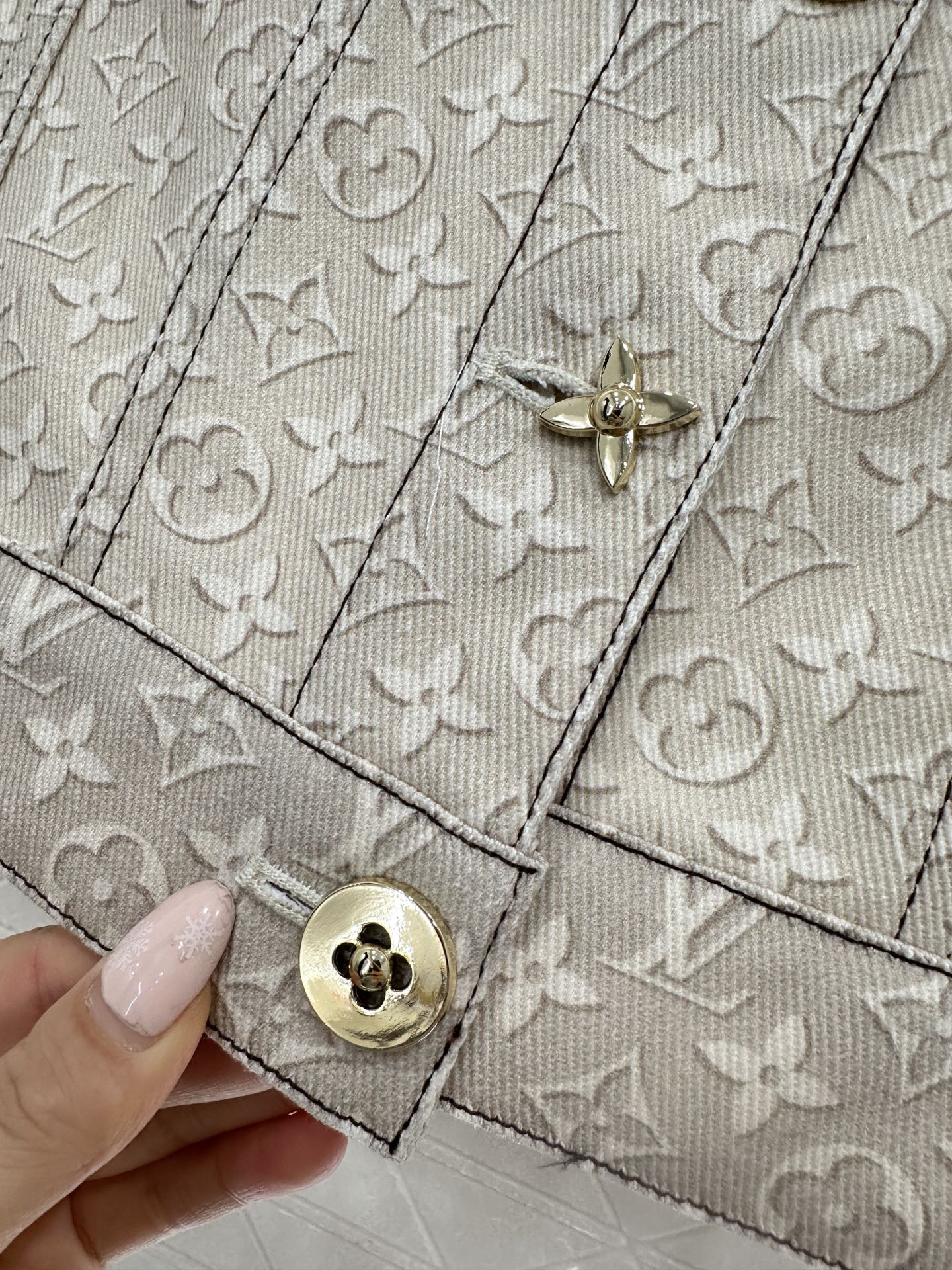 [TOP] Louis Vuitton LV Printed Denim Jacket - Apricot