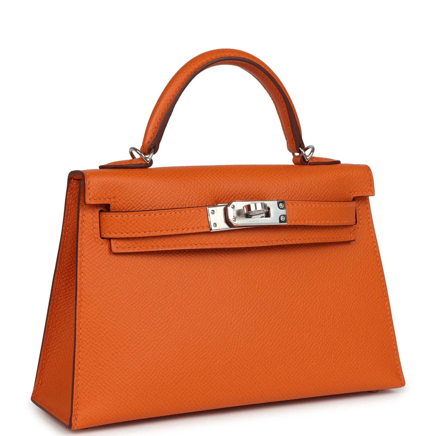 Hermes Kelly Sellier  Orange Epsom Palladium Hardware