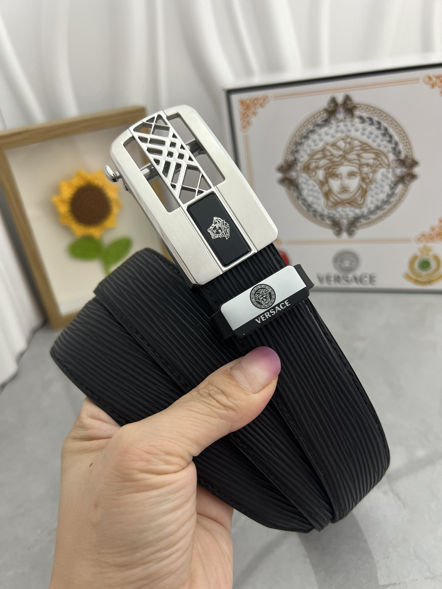 [TOP] VERSACE Men's Belt 3.5 cm - Black - 711 Luxury