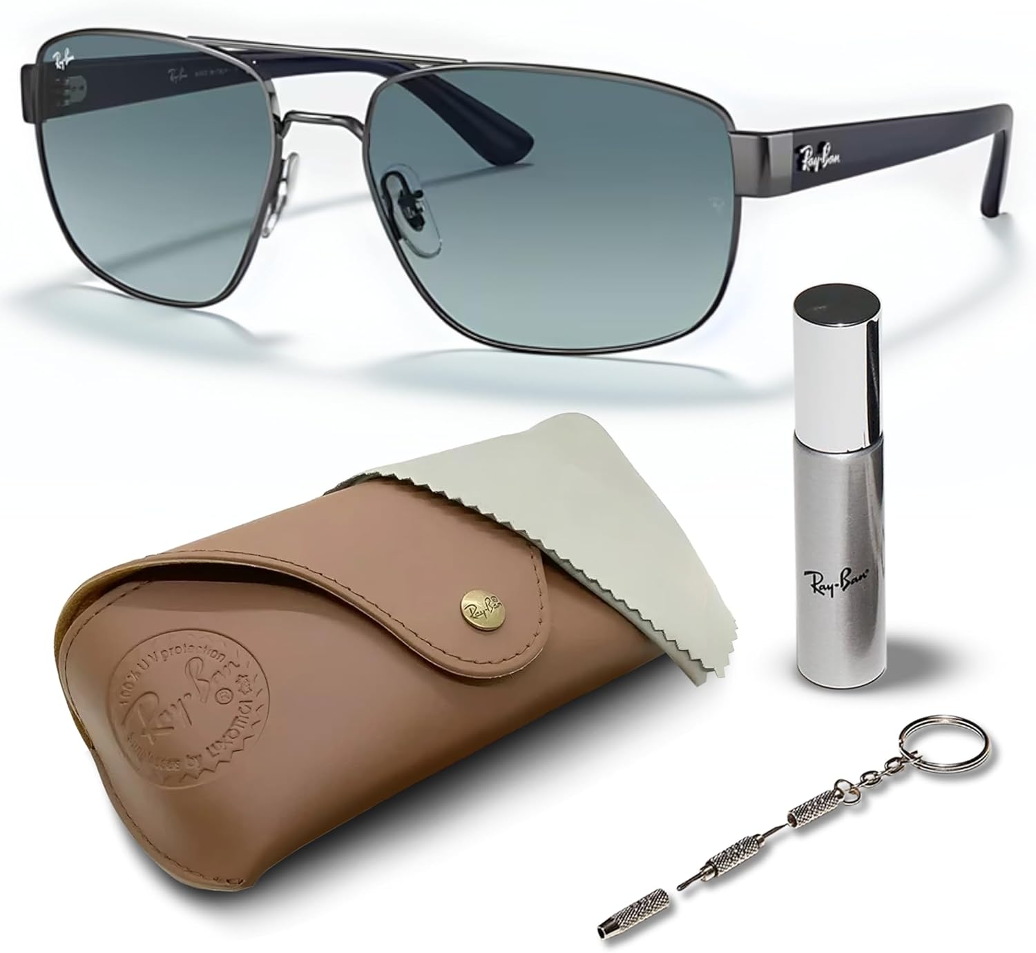 Ray-Ban RB3663 Square-Round Shaped Sunglasses for Men & Women with Official RAYBAN Eyewear Kit