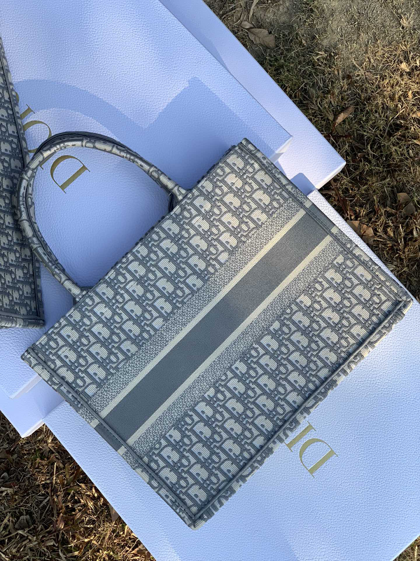 [TOP] Christian Dior Book Tote Bag 36.5x28x17.5cm - Gray