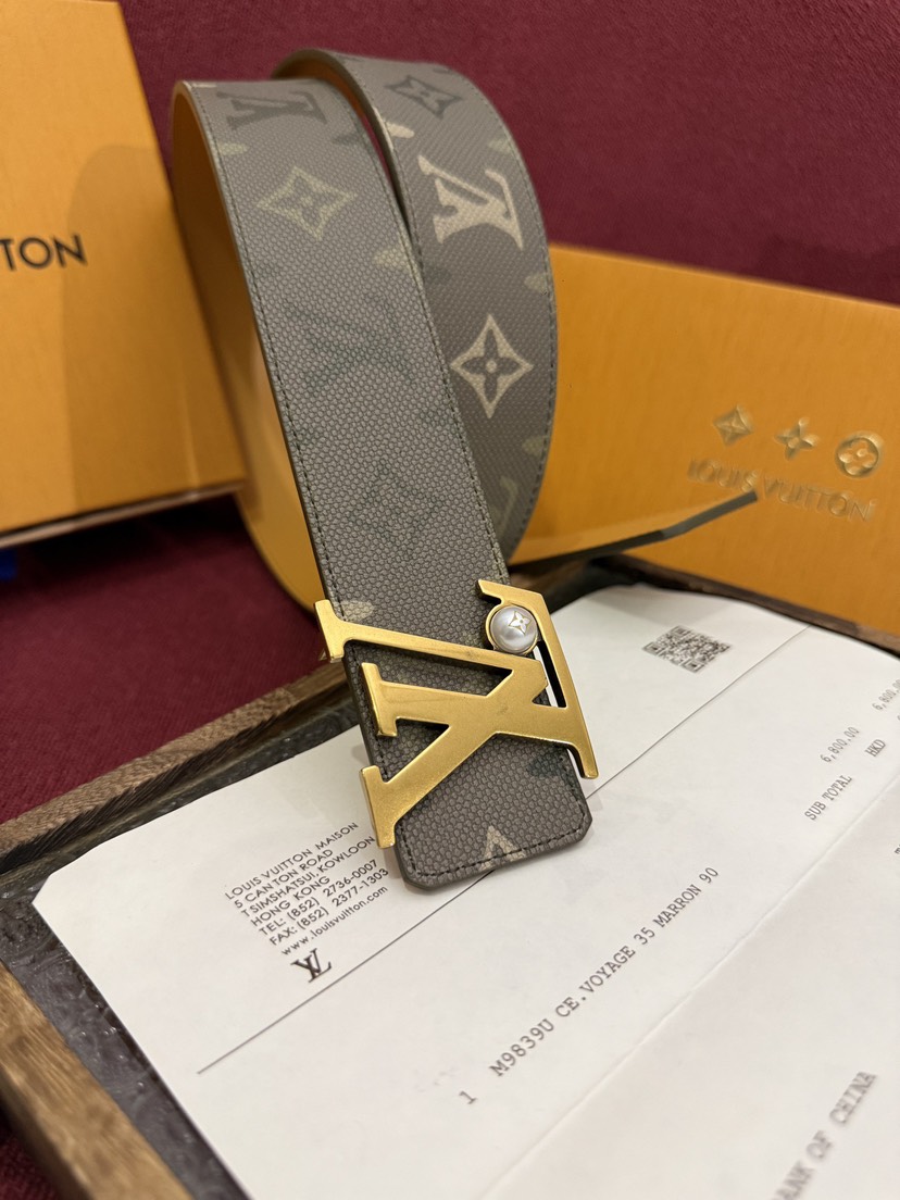 [TOP] Louis Vuitton LV Initials Monogram Surplus Belt 4cm - Green - 711 Luxury