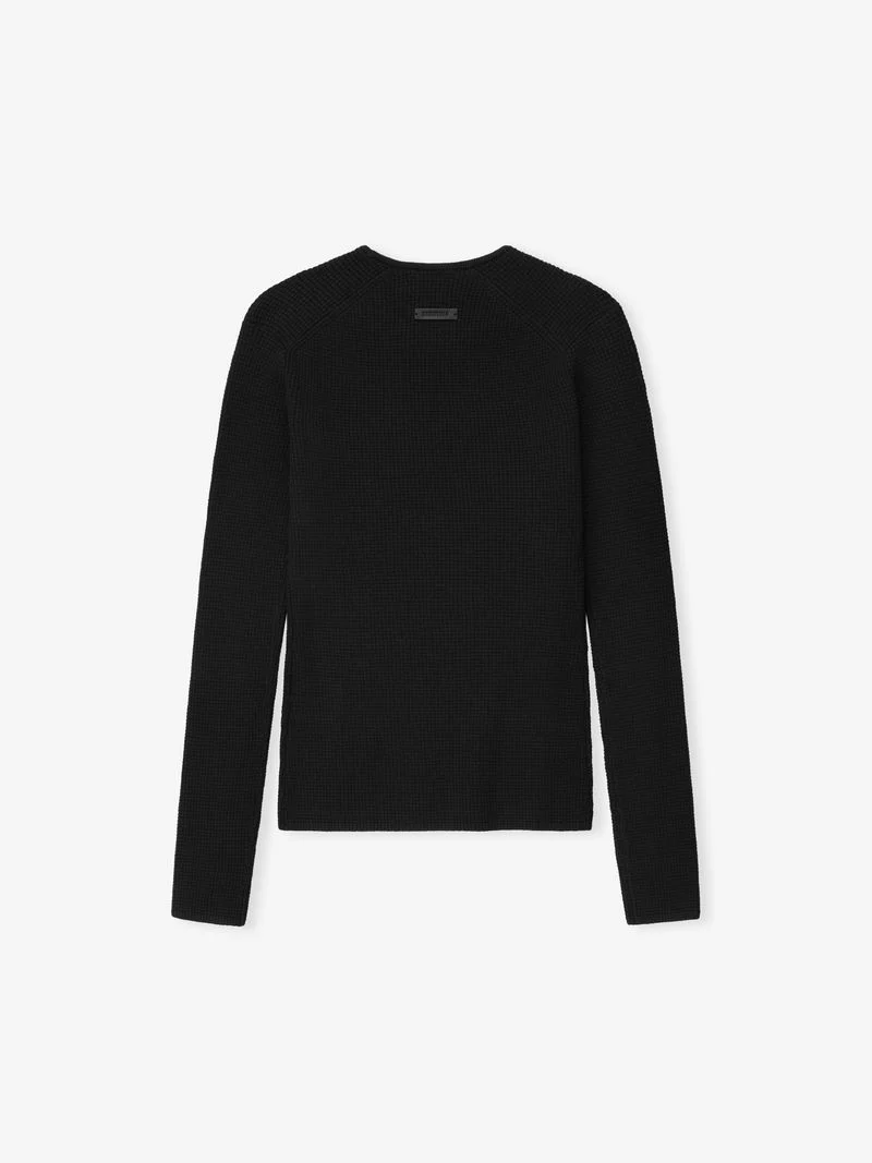 ESSENTIALS Womens Waffle Long Sleeve Top