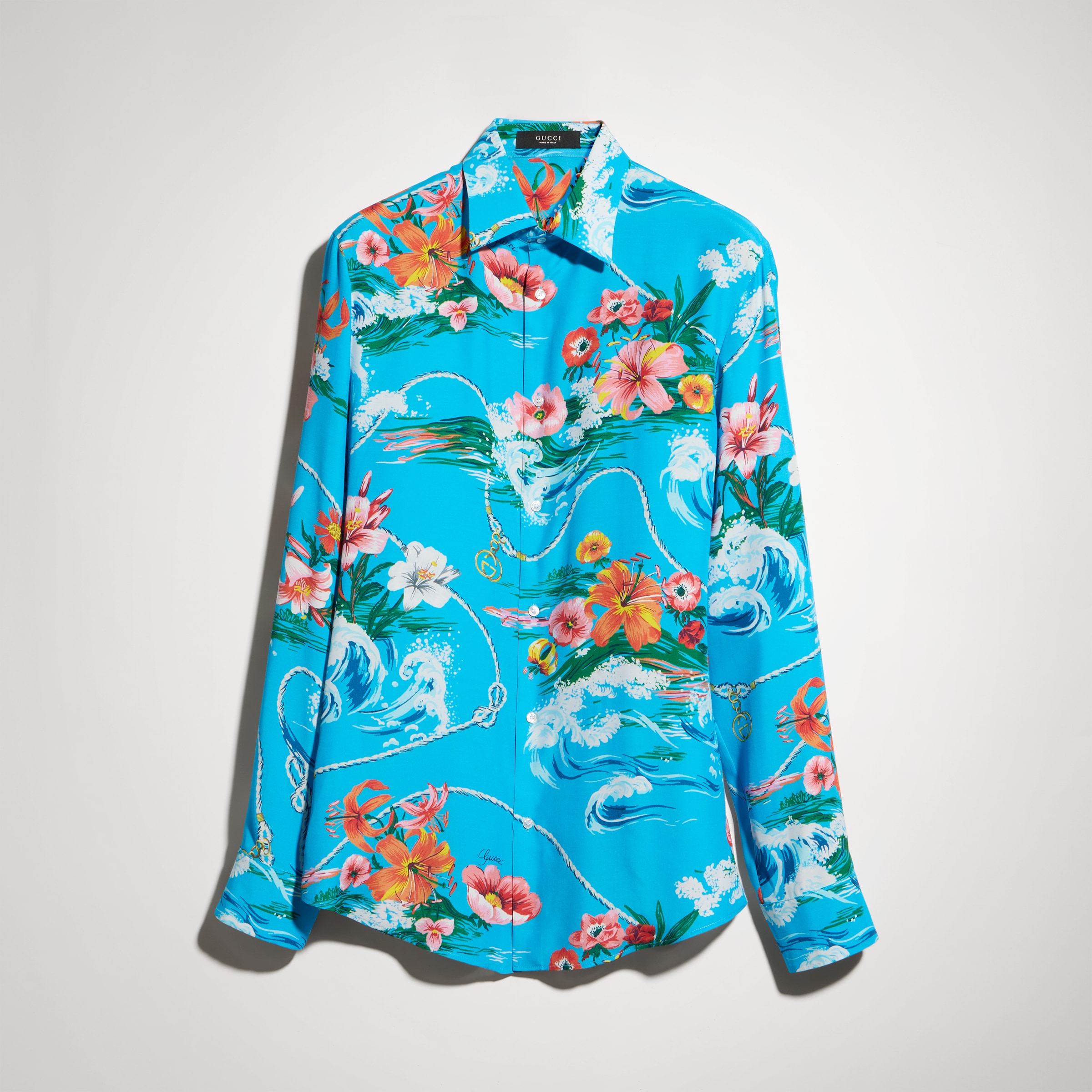 Gucci Printed Fluid Fabric Shirt in Multicolor #386771