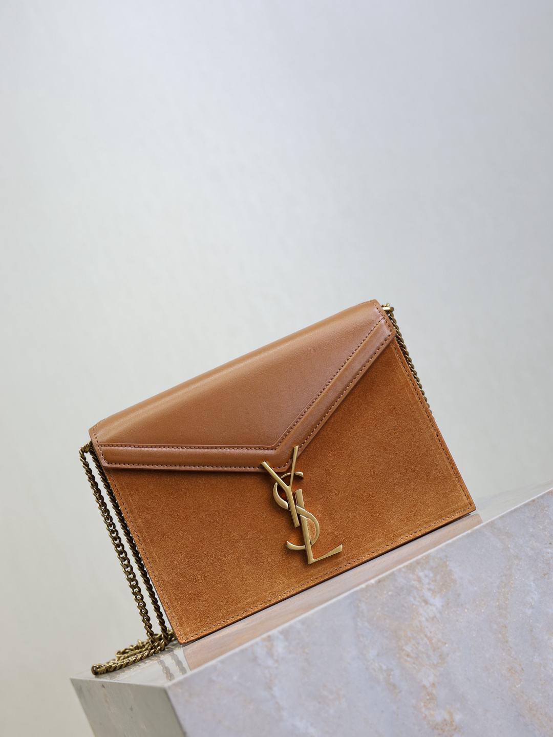 [TOP] Yves Saint Laurent YSL Cassandra Bag Suede Leather 22x16.5x5.5cm - Brown & GHW - 711 Luxury
