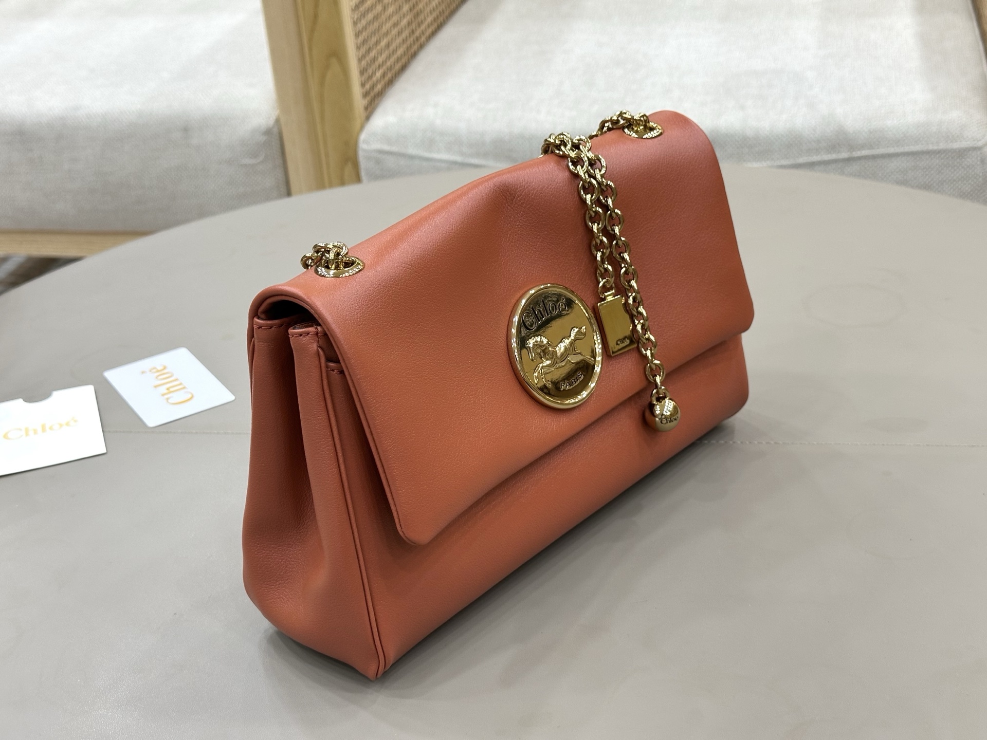 [TOP] Chloe Heritage Bag Calfskin 26*15*5cm - Orange - 711 Luxury
