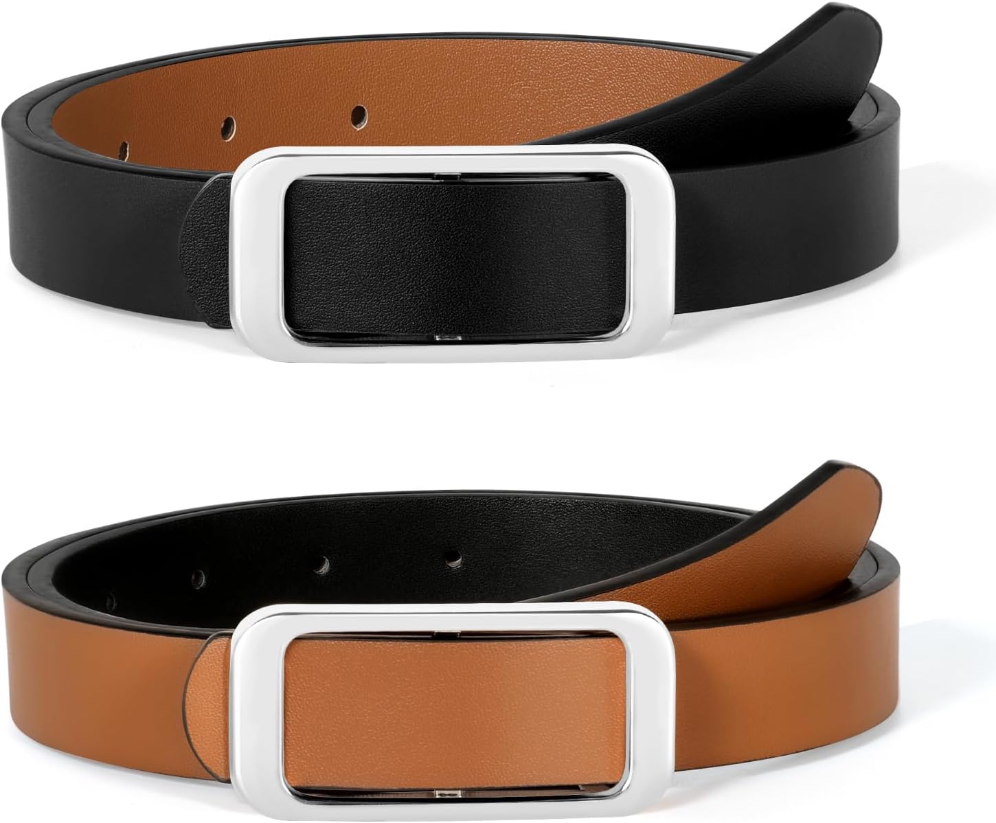 SUOSDEY Women Reversible Leather Belts for Jeans Pants Dresses Ladies Fashion Belts with Gold Buckle,Width 0.9