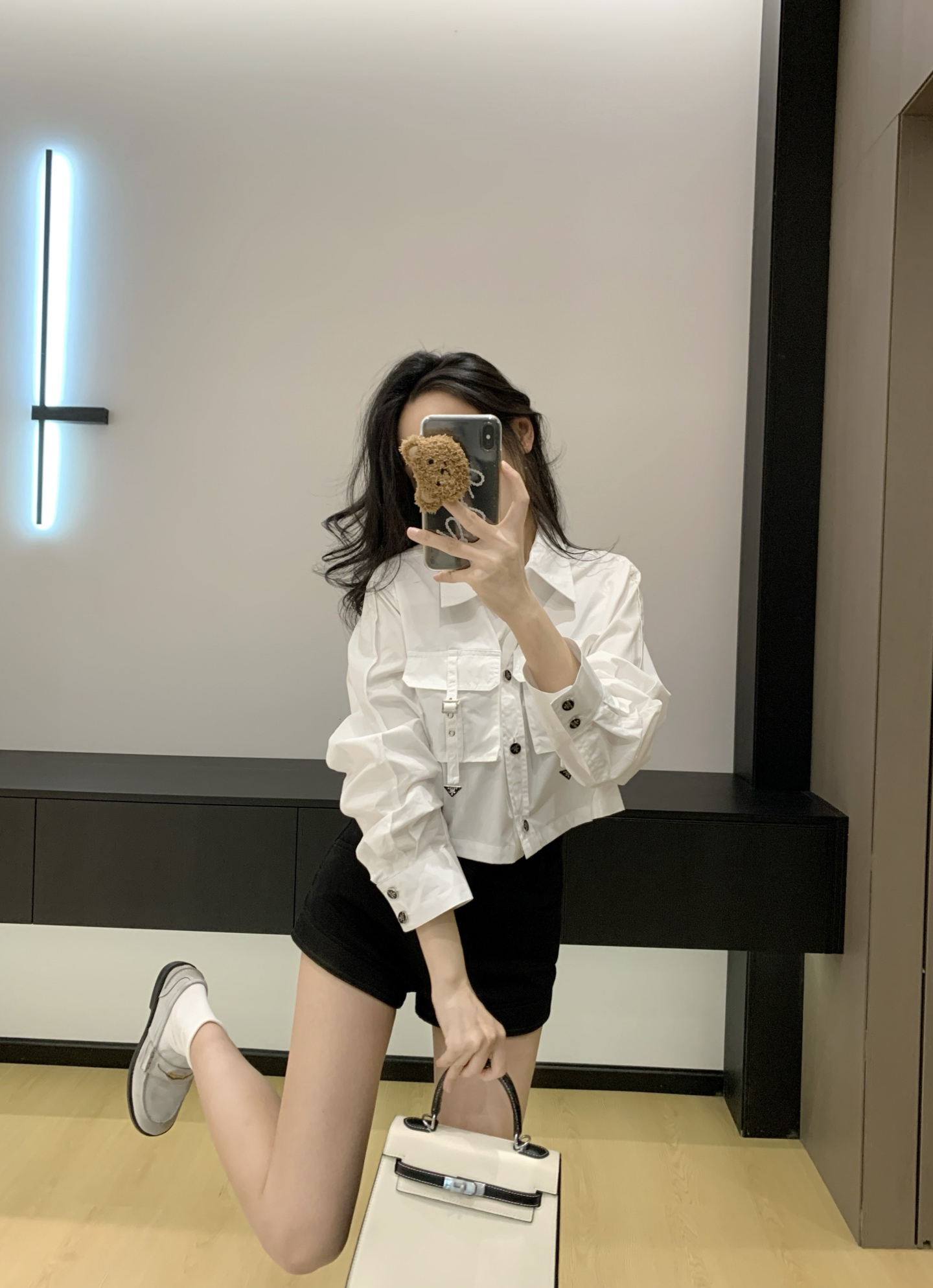 [TOP] PRADA Workwear-Style Short Shirt - White