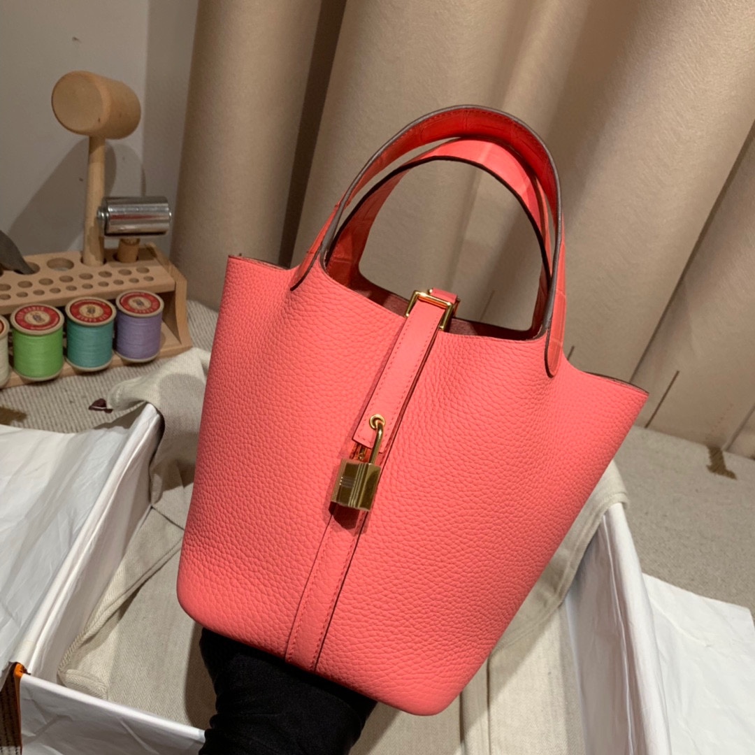Hermes Picotin Basket with Touch Crocodile Handle