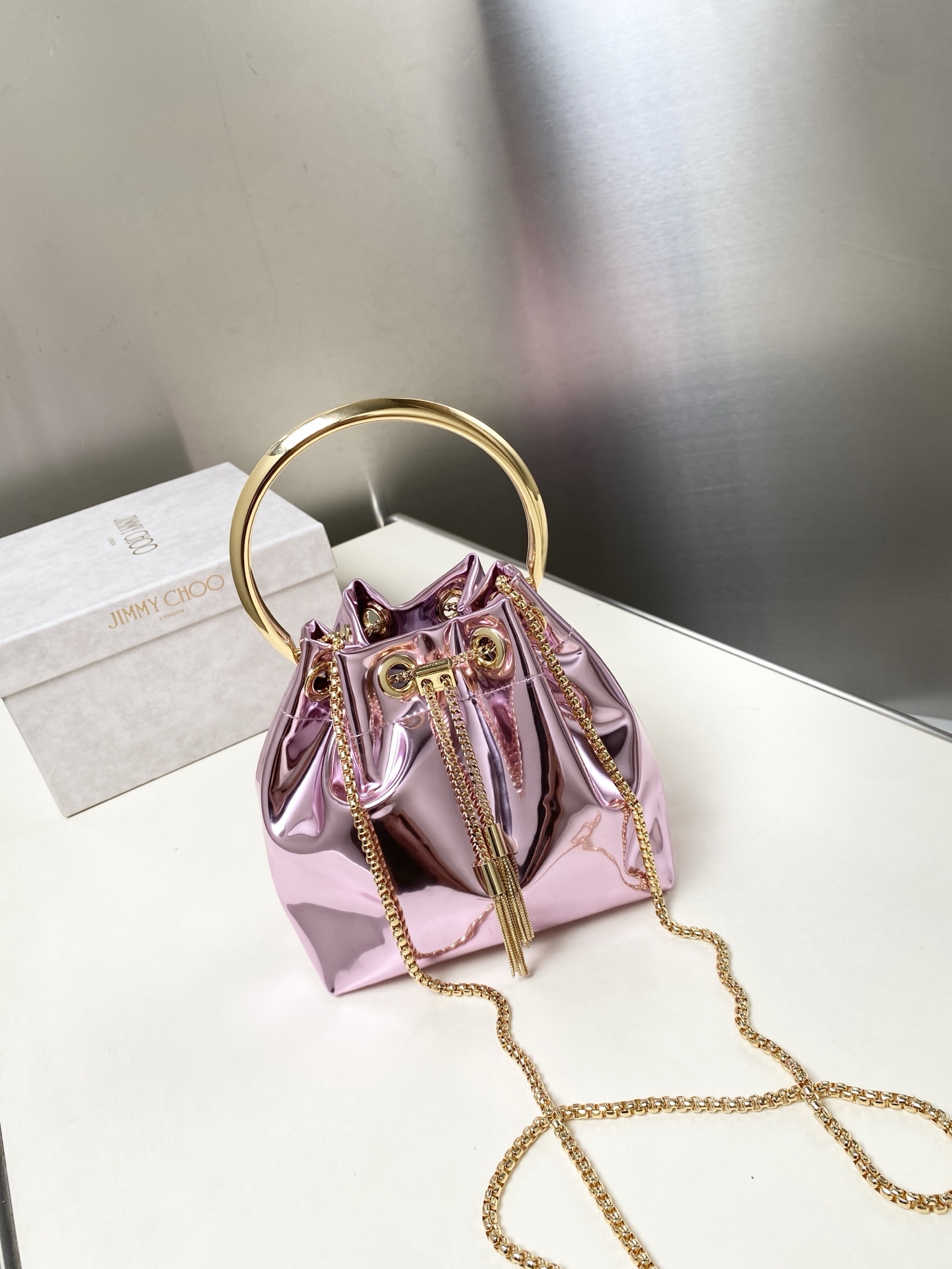 [TOP] JIMMY CHOO Bon Bon Bag 16*15*9.5CM - Pink - 711 Luxury