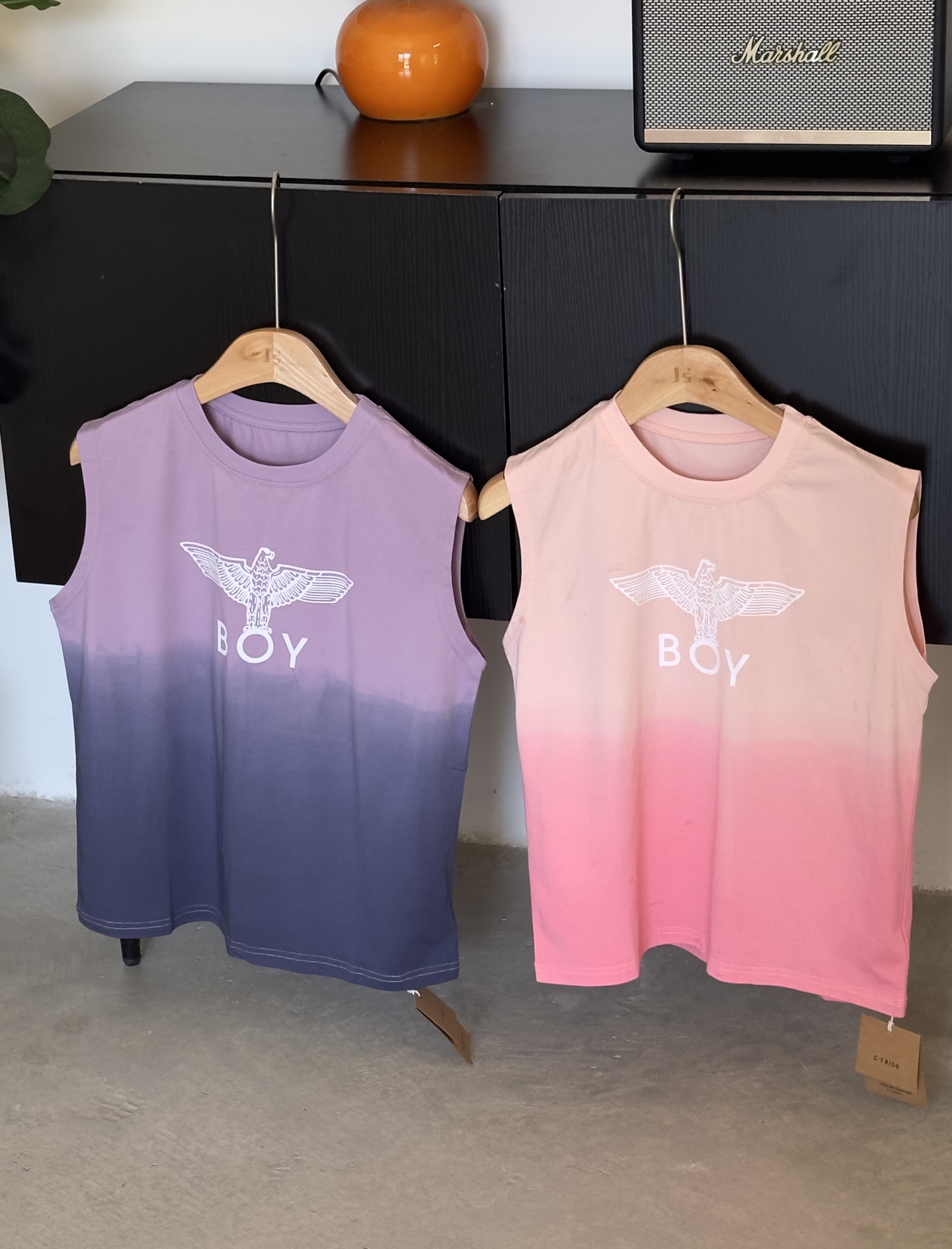 Boy London Unisex Kids Gradient Dip Dye Eagle Logo Sleeveless Tank Top Boys Girls Two Color Options Sizes 90-150