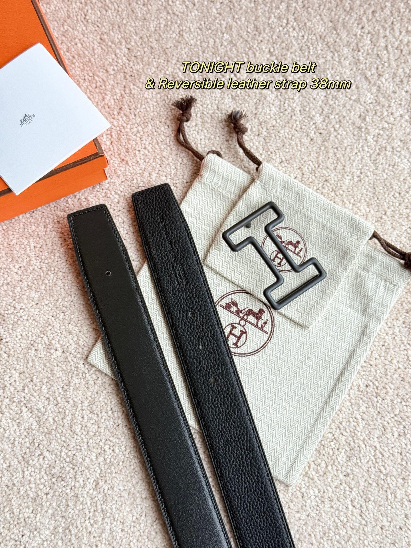 [TOP] HERMES Men's  Belt 3.8cm - Black - 711 Luxury