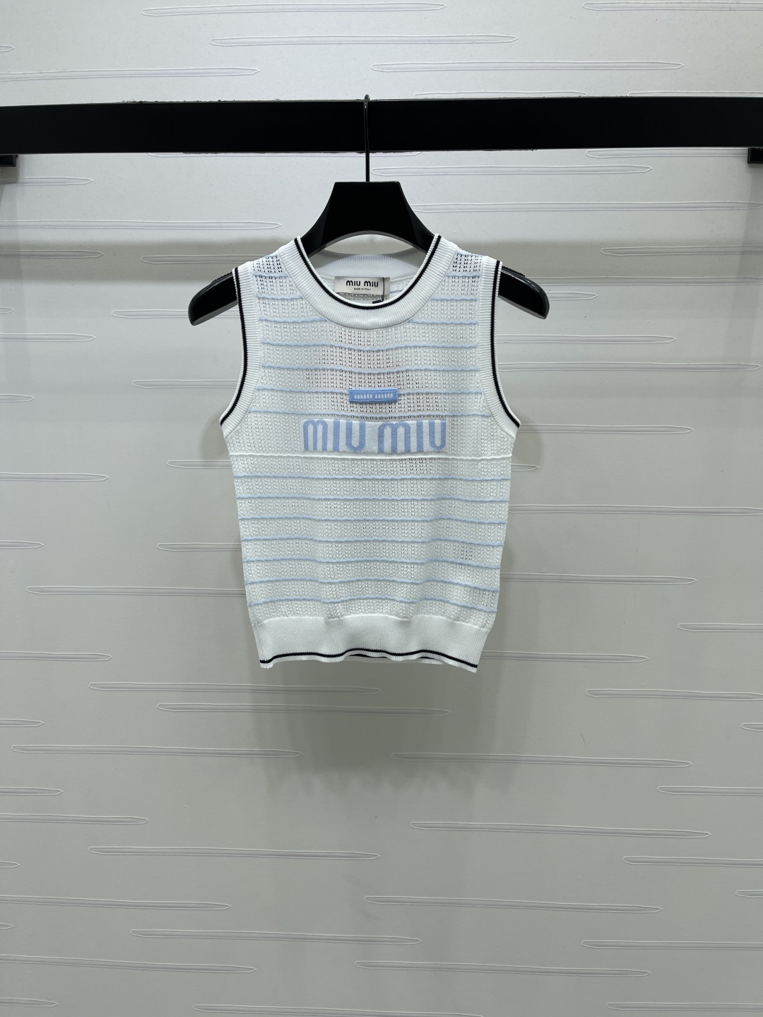 [TOP] Miu Miu Knit Vest - White and Blue - 711 Luxury