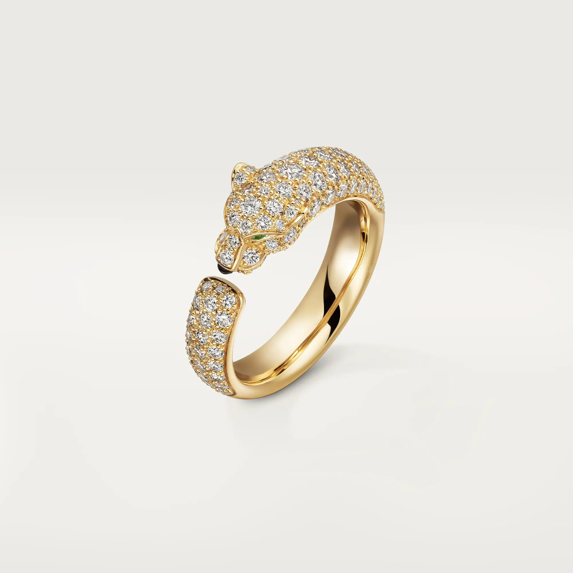 Carty Panther Pure Ring, Yellow Gold, Small Model, Paved