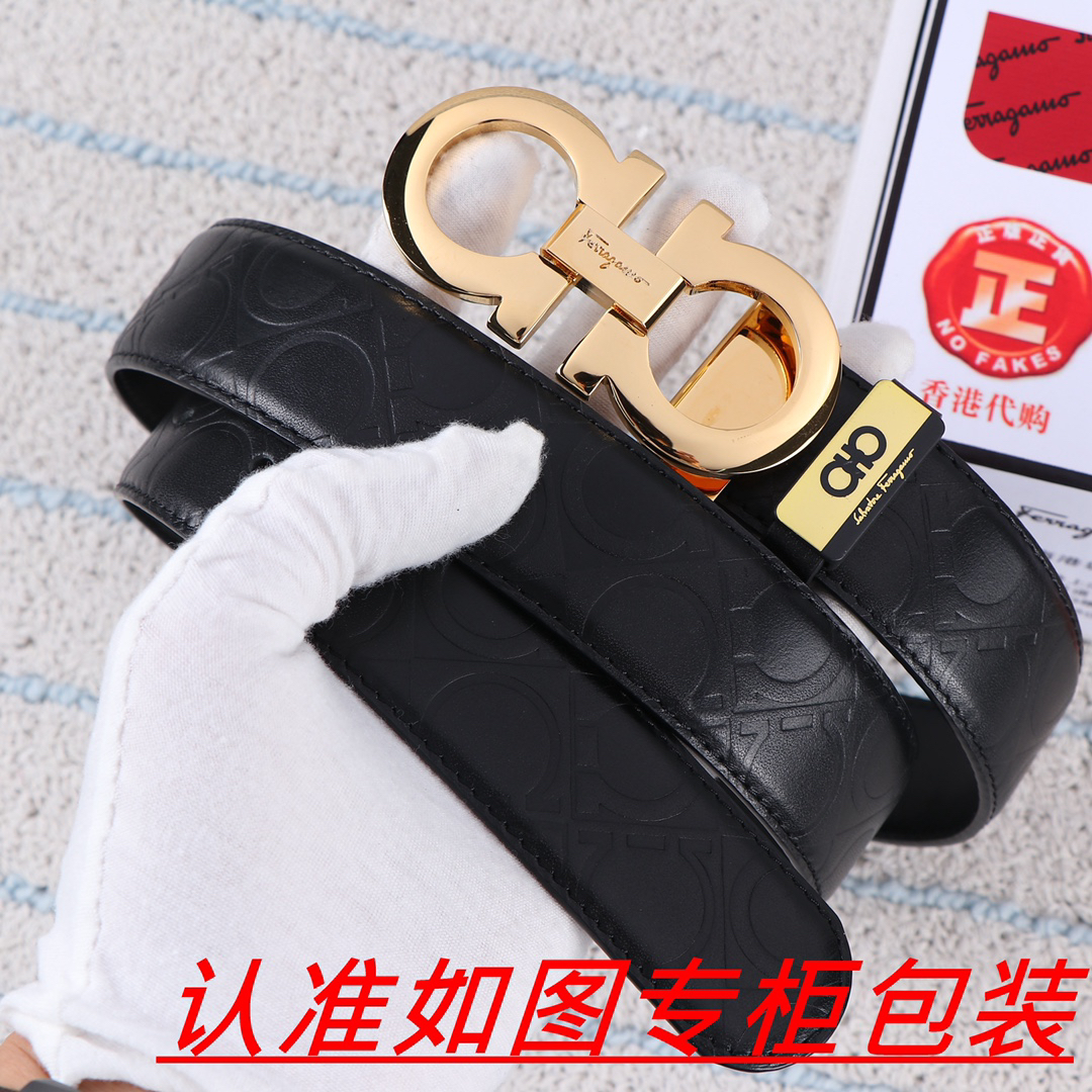 [TOP] Ferragamo Men's Belt 3.5cm - Black - 711 Luxury