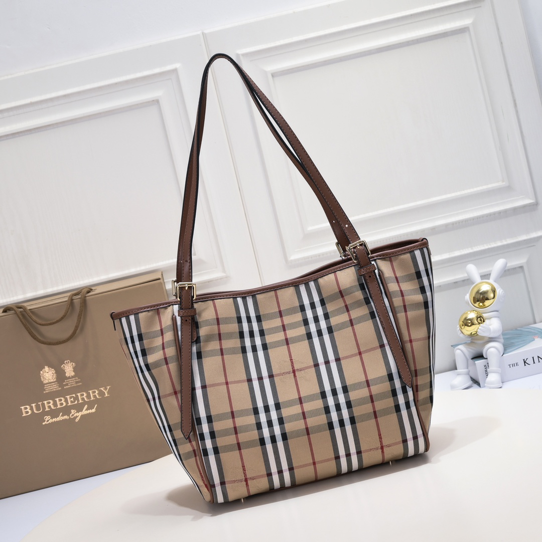 [TOP] BURBERRY Shopping Bag 28x26cm - Khaki and Brown - 711 Luxury