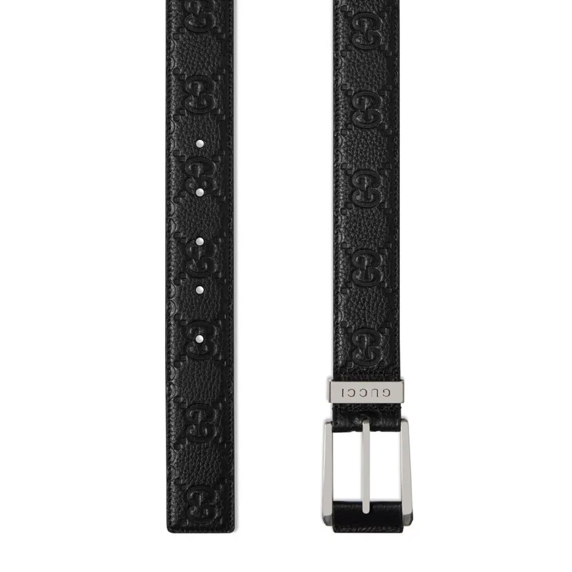 [TOP] GUCCI GG Belt Cowhide 3.5cm - Black - 711 Luxury