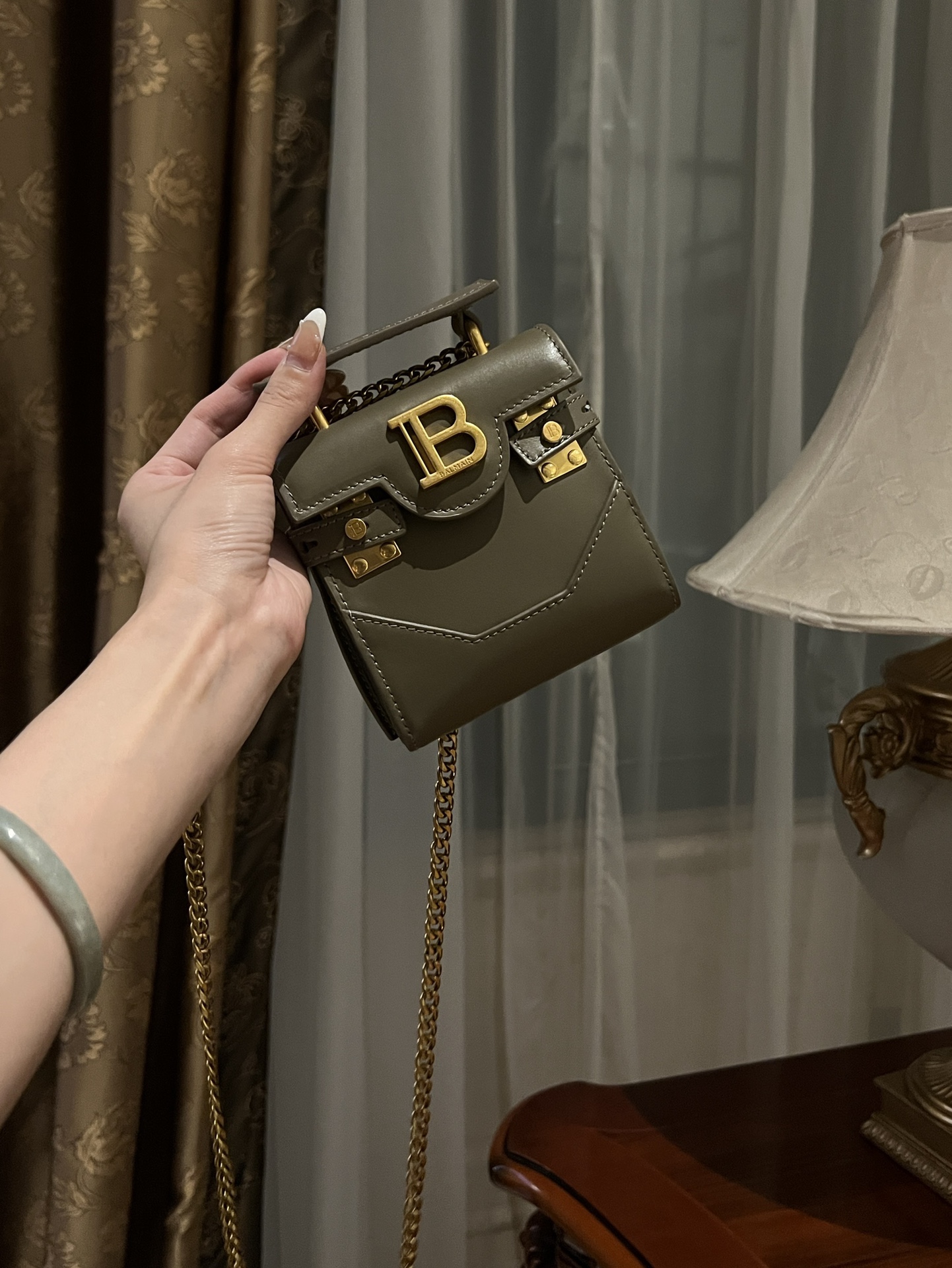 [TOP] BALMAIN Cowhide Mini Bag - Dark Green - 711 Luxury