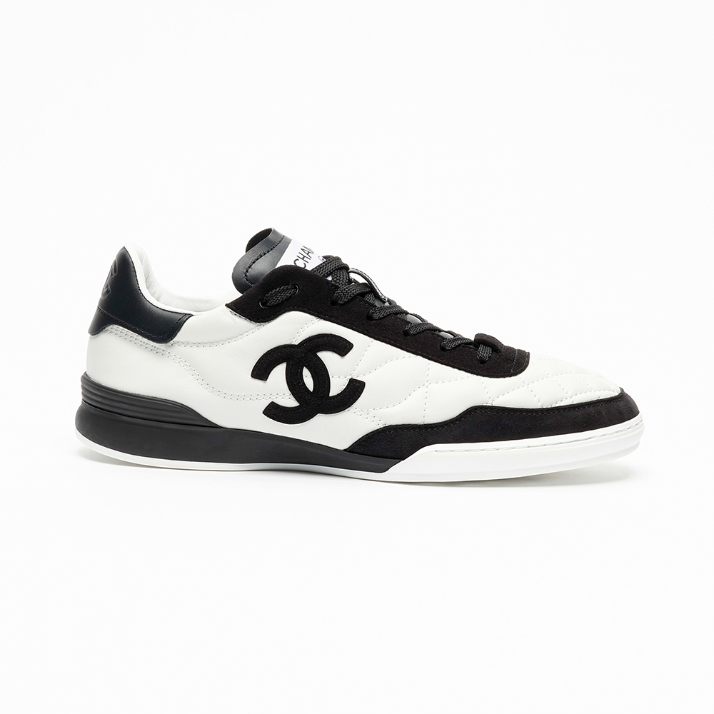 CHANEL Sneakers Calfskin Suede Kidskin White Black #378783