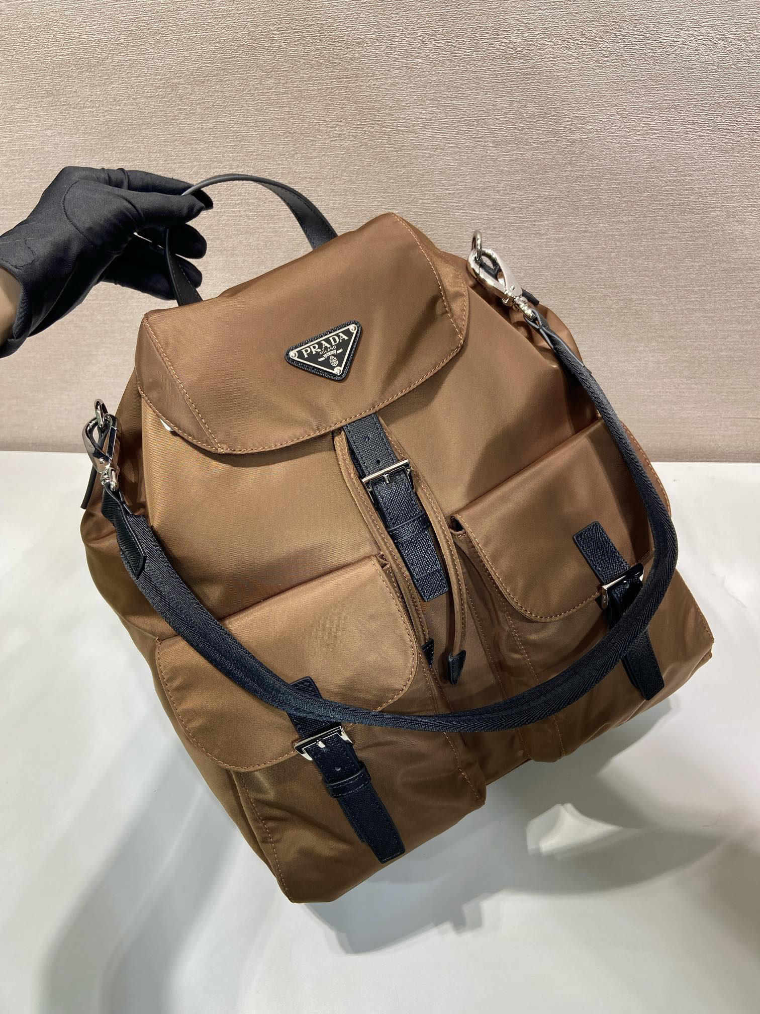 [TOP] PRADA Re-Nylon Backpack 34x39x15cm - Brown - 711 Luxury